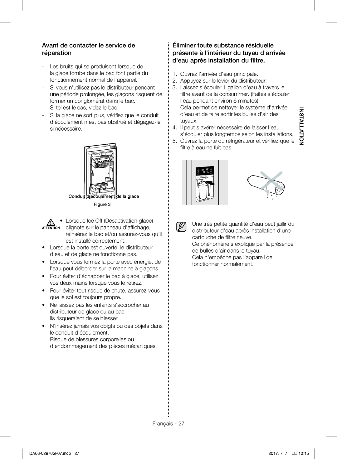 Samsung RH77H90507F/AE, RH77H90507F/ZA, RH77H90507F/LR, RH77H90507F/MR manual Avant de contacter le service de réparation 