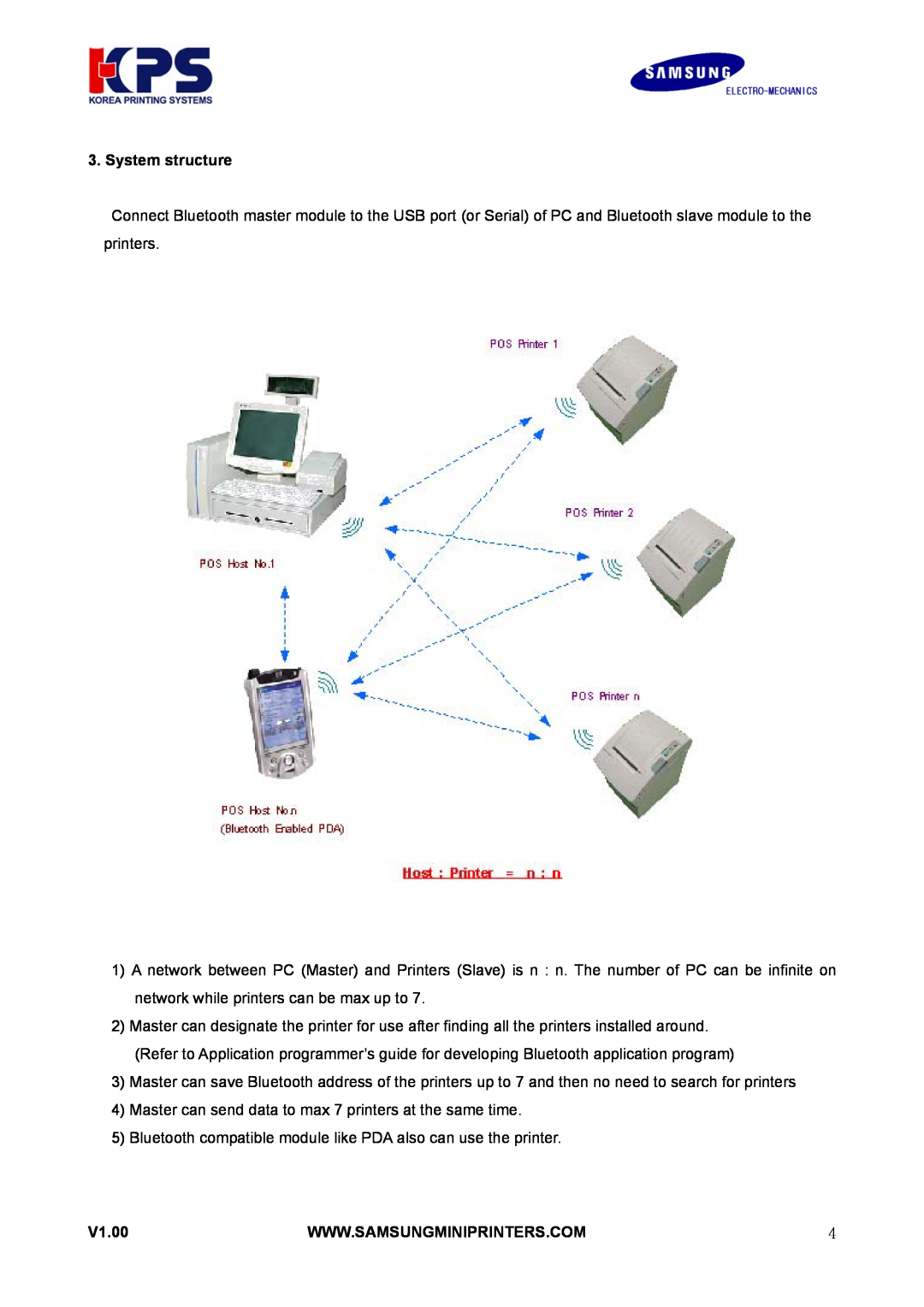 Samsung RIF-BT10 user manual Master can send data to max 7 printers at the same time 