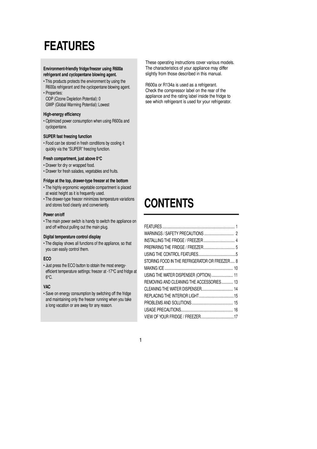 Samsung Rl 39 manual Features 