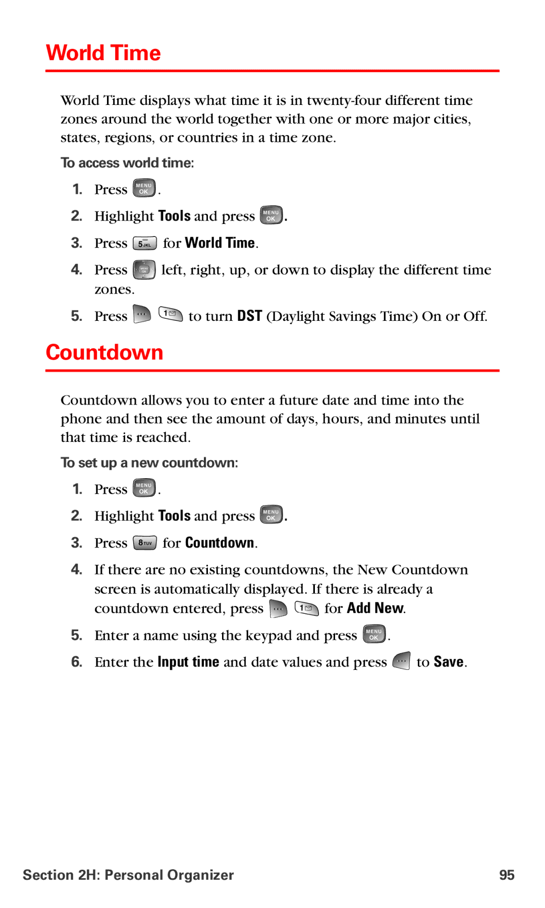 Samsung RL-A760 manual World Time, Countdown, To access world time, To set up a new countdown 