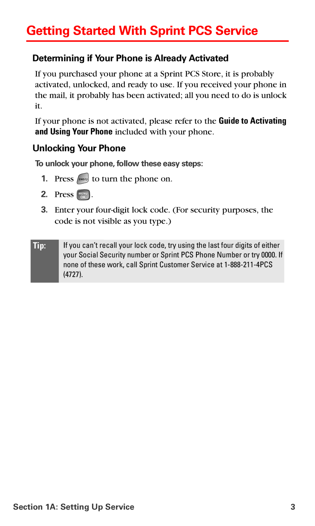 Samsung RL-A760 manual Getting Started With Sprint PCS Service, Determining if Your Phone is Already Activated 