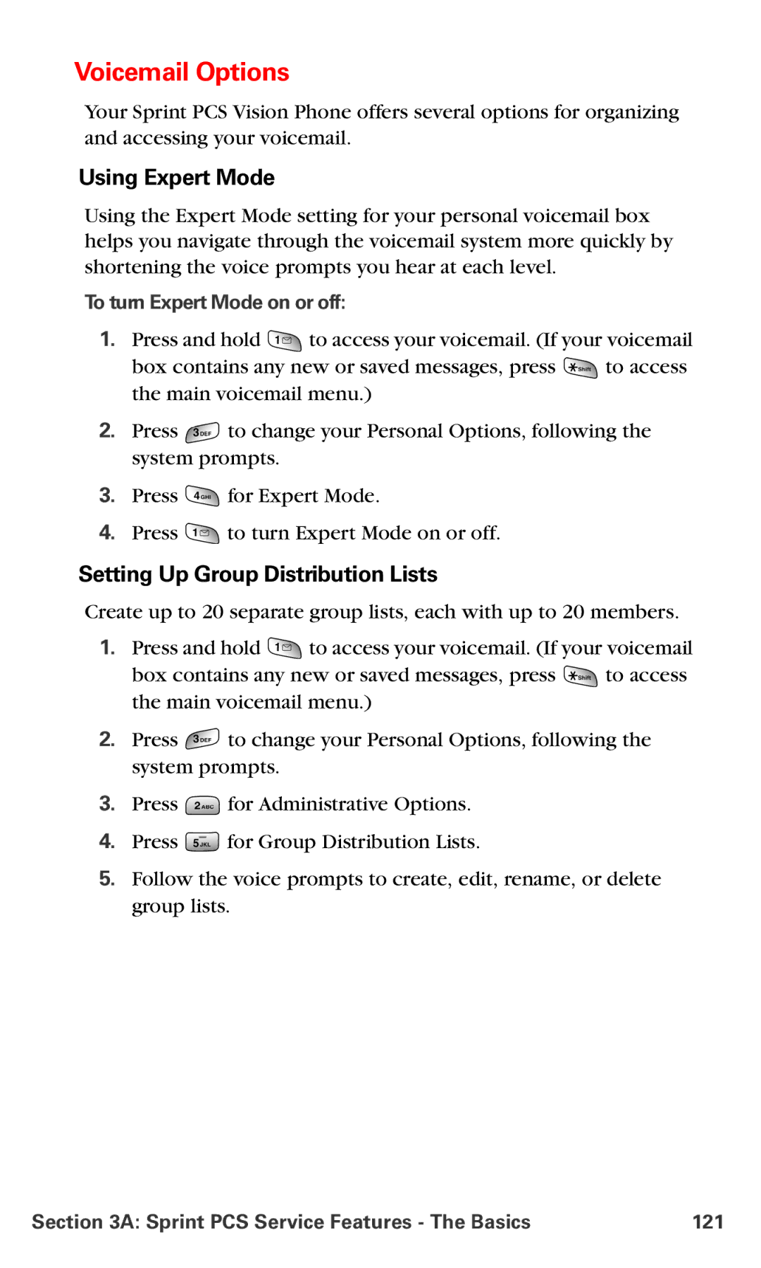 Samsung RL-A760 Voicemail Options, Using Expert Mode, Setting Up Group Distribution Lists, To turn Expert Mode on or off 