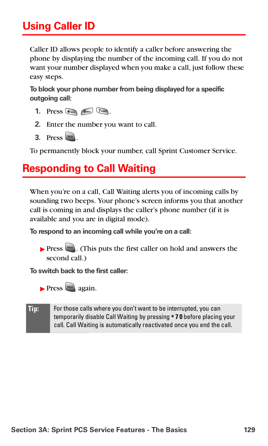 Samsung RL-A760 manual Using Caller ID, Responding to Call Waiting, To respond to an incoming call while you’re on a call 