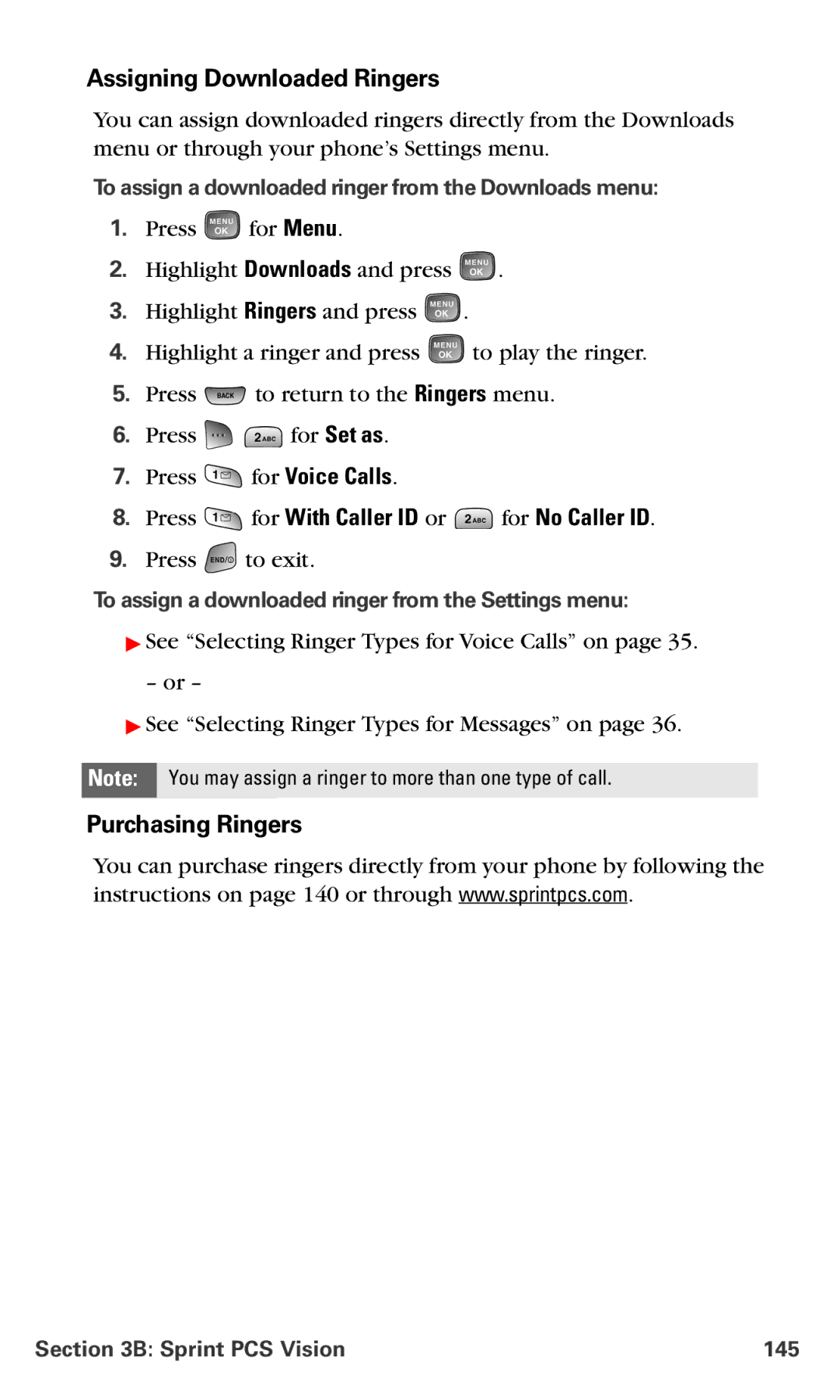 Samsung RL-A760 Assigning Downloaded Ringers, Purchasing Ringers, To assign a downloaded ringer from the Downloads menu 