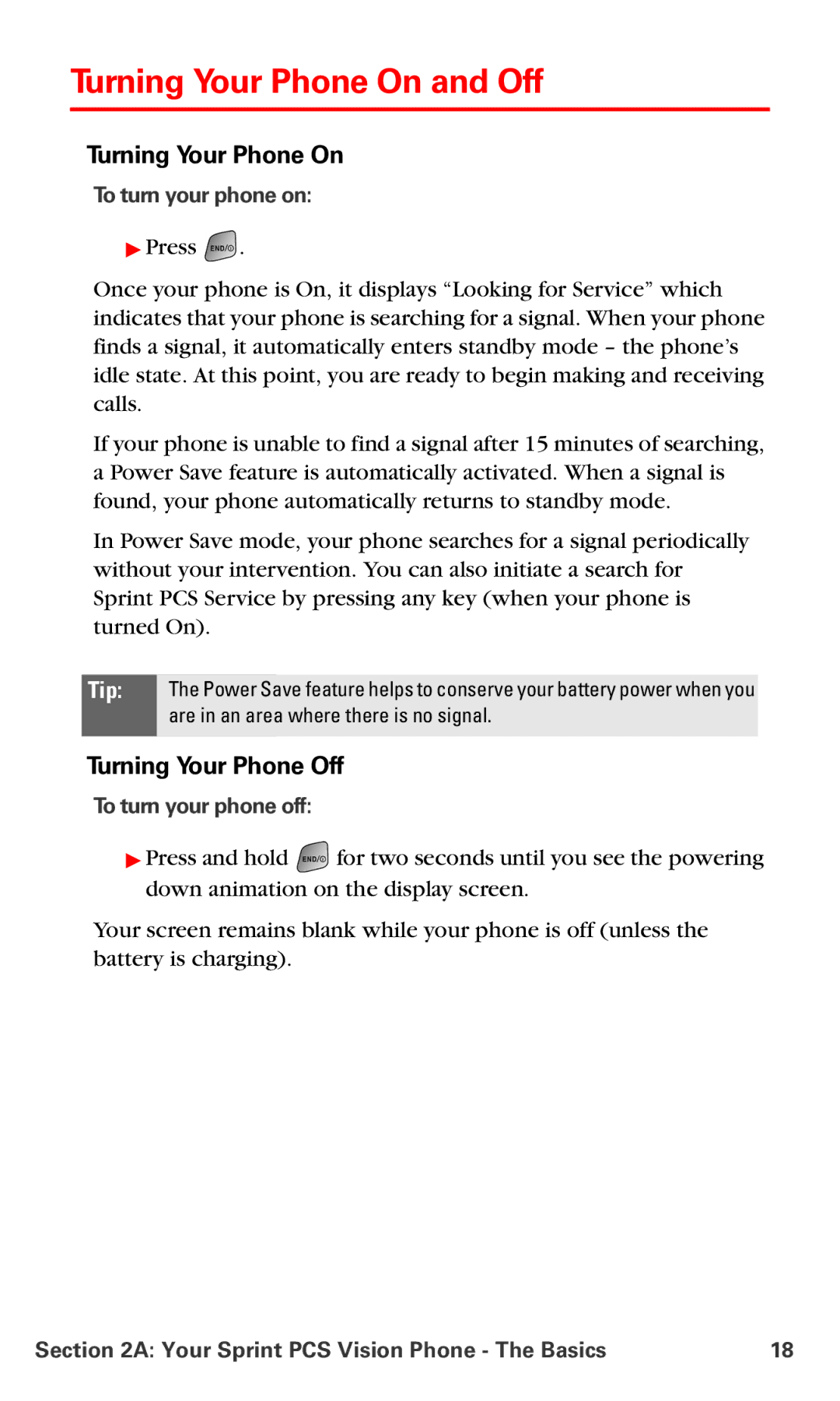 Samsung RL-A760 manual Turning Your Phone On and Off, Turning Your Phone Off, To turn your phone on, To turn your phone off 