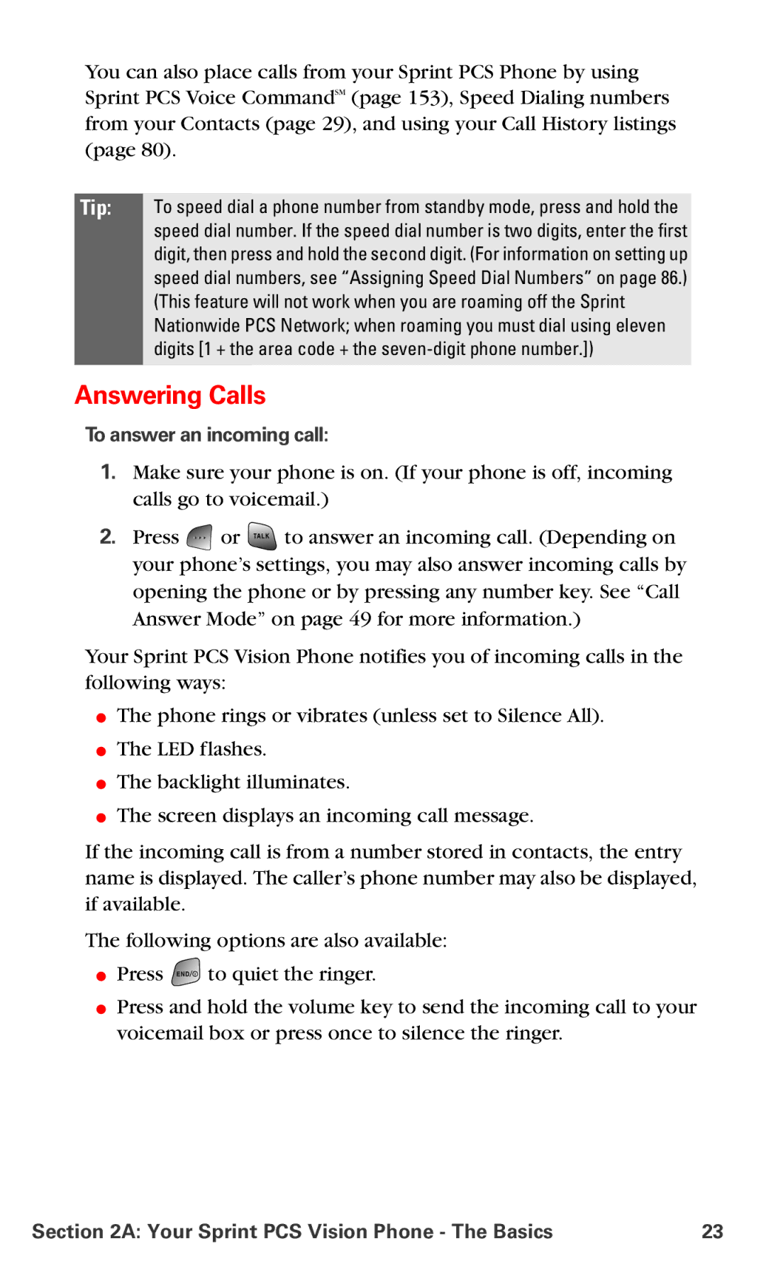 Samsung RL-A760 manual Answering Calls, To answer an incoming call 