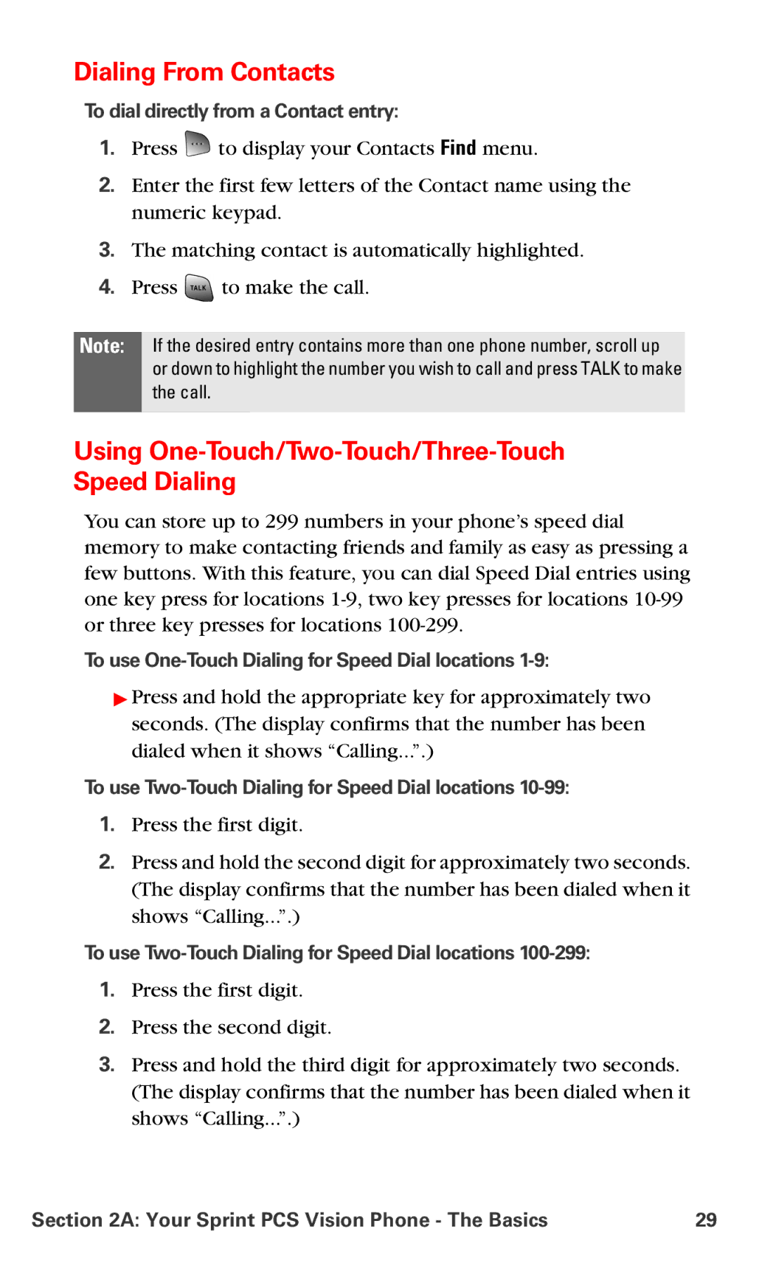 Samsung RL-A760 manual Dialing From Contacts, To dial directly from a Contact entry 