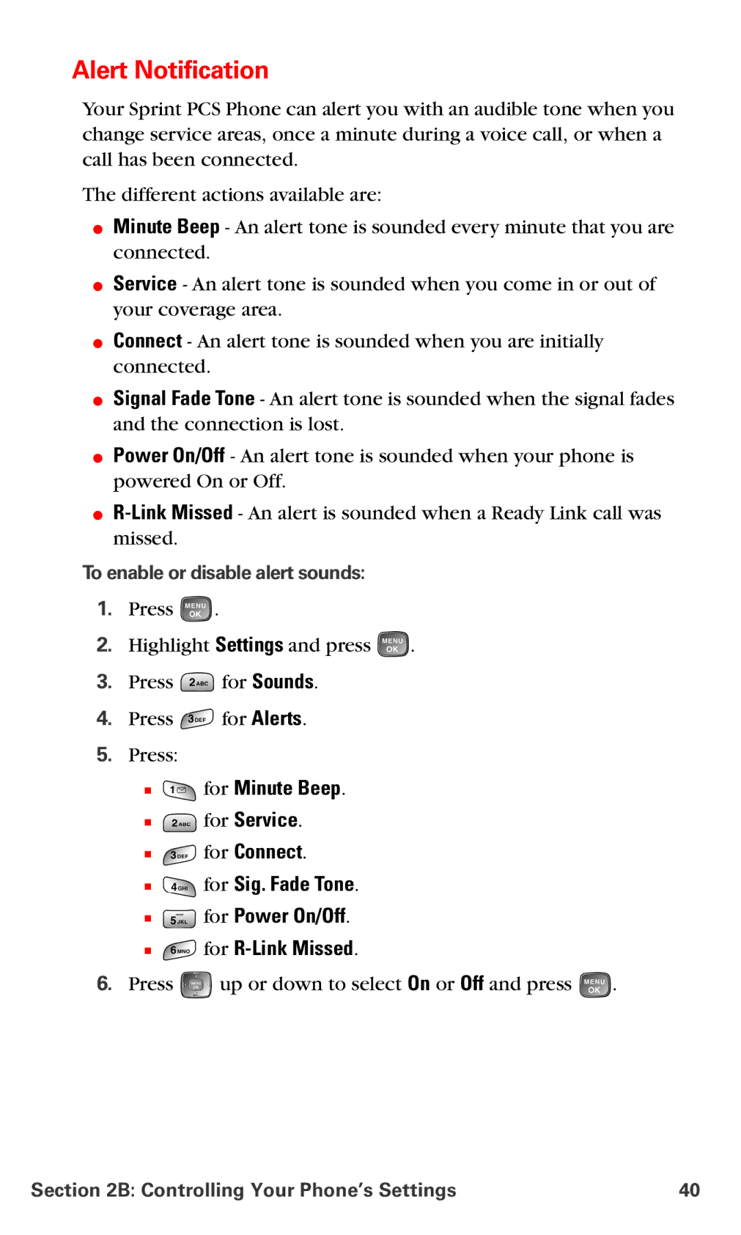 Samsung RL-A760 manual Alert Notification, To enable or disable alert sounds 