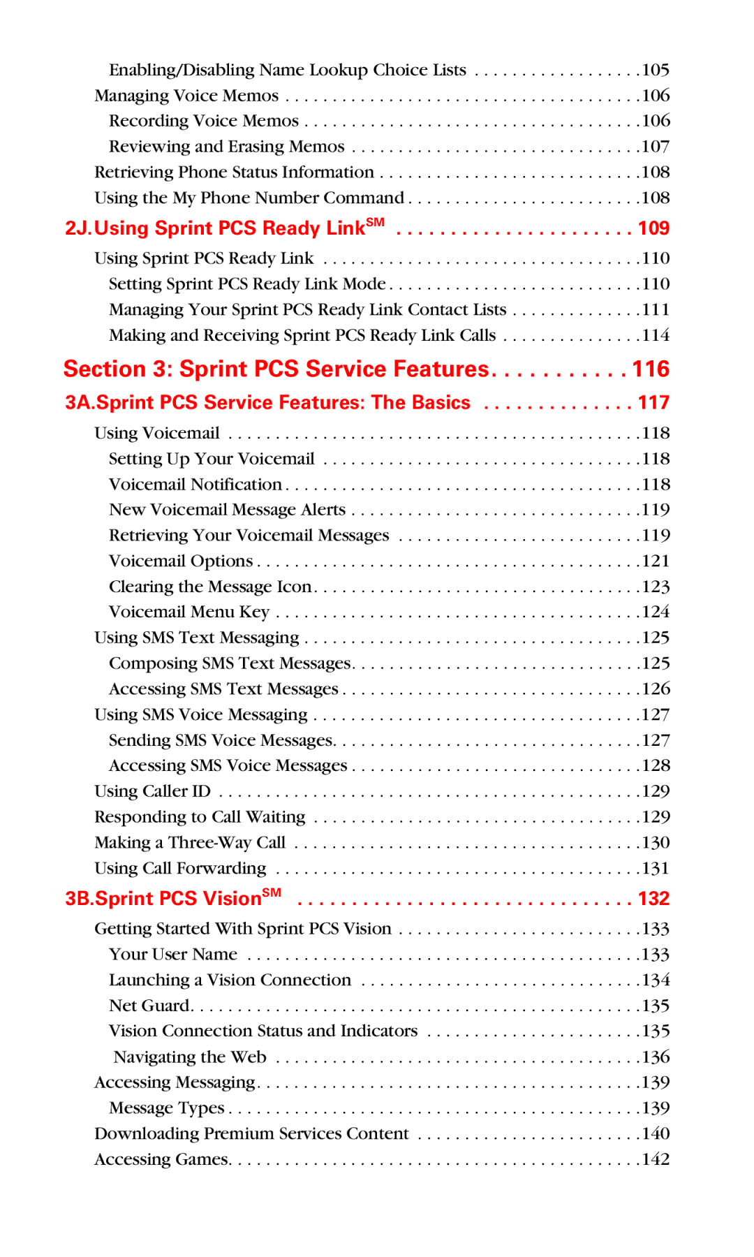 Samsung RL-A760 manual Sprint PCS Service Features 