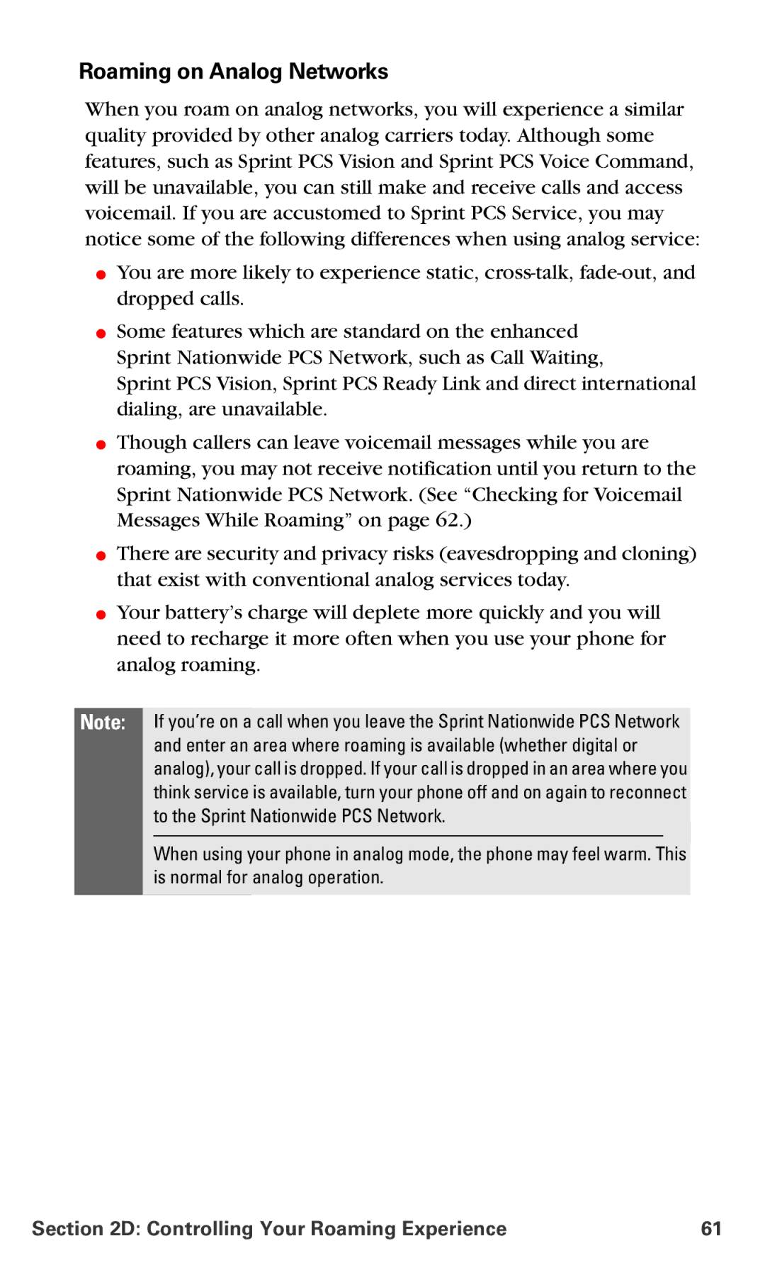 Samsung RL-A760 manual Roaming on Analog Networks 