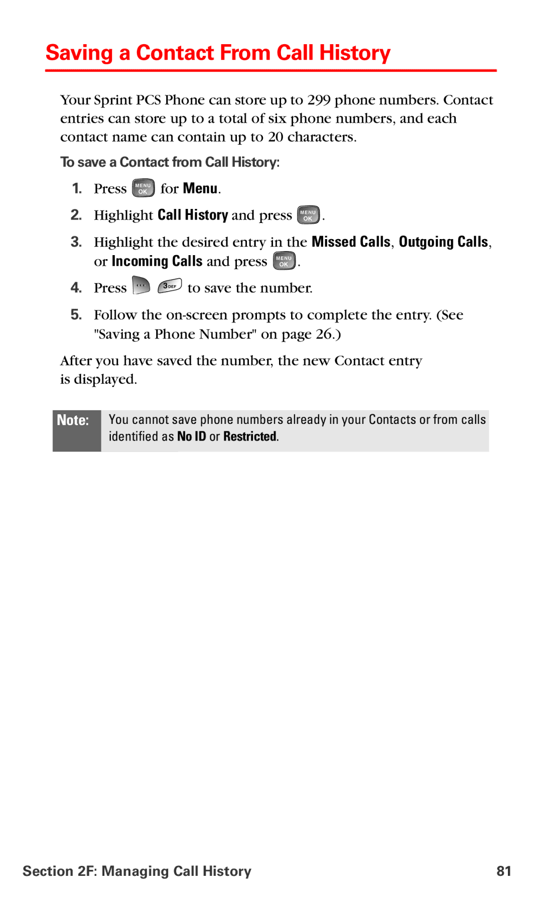 Samsung RL-A760 manual Saving a Contact From Call History, To save a Contact from Call History 