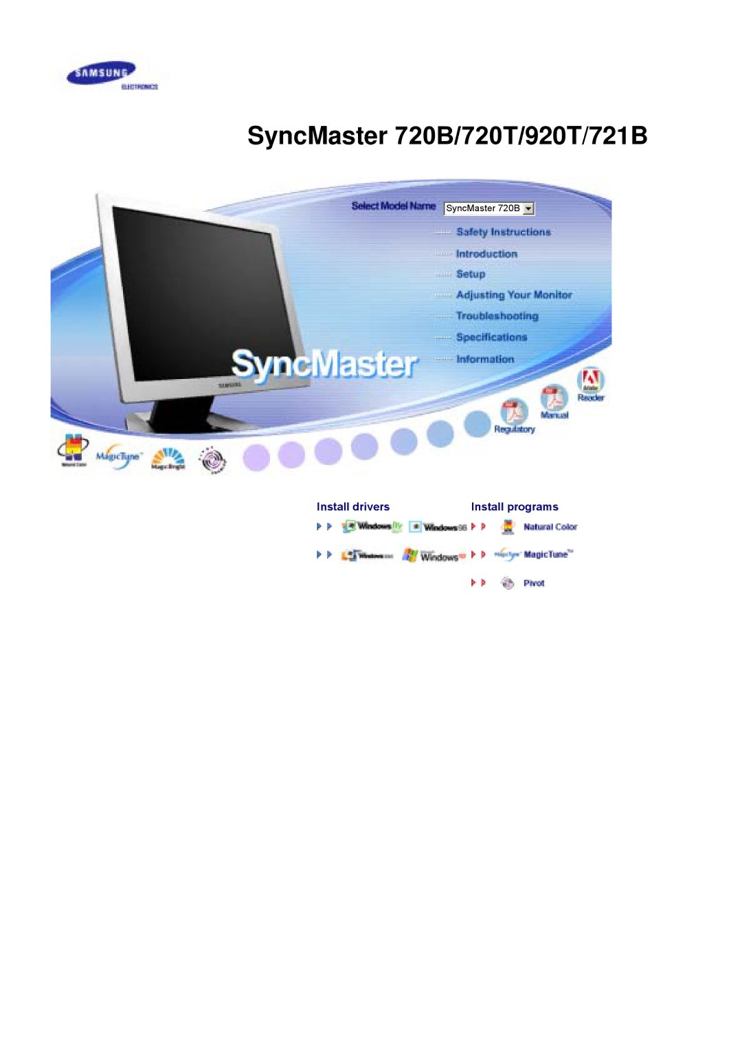 Samsung RL19PSUSQ/EDC, RL17PSUSQ/EDC, RL17ESQSB/EDC, RL17ESUSB/EDC manual SyncMaster 720B/720T/920T 