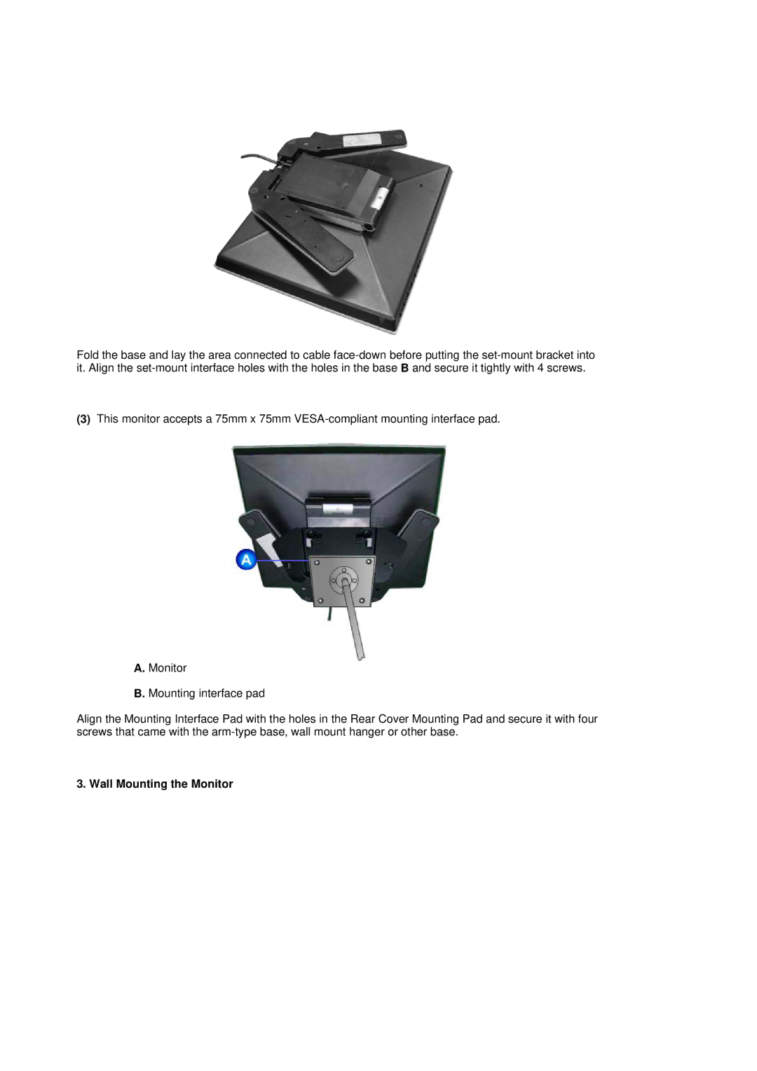 Samsung RL17ASUS/XSJ, RL19PSUSV/XSJ, RL19PSUSQ/EDC, RL17ASUS/EDC, RL17ASQS/EDC, RL19PSQSQ/EDC manual Wall Mounting the Monitor 