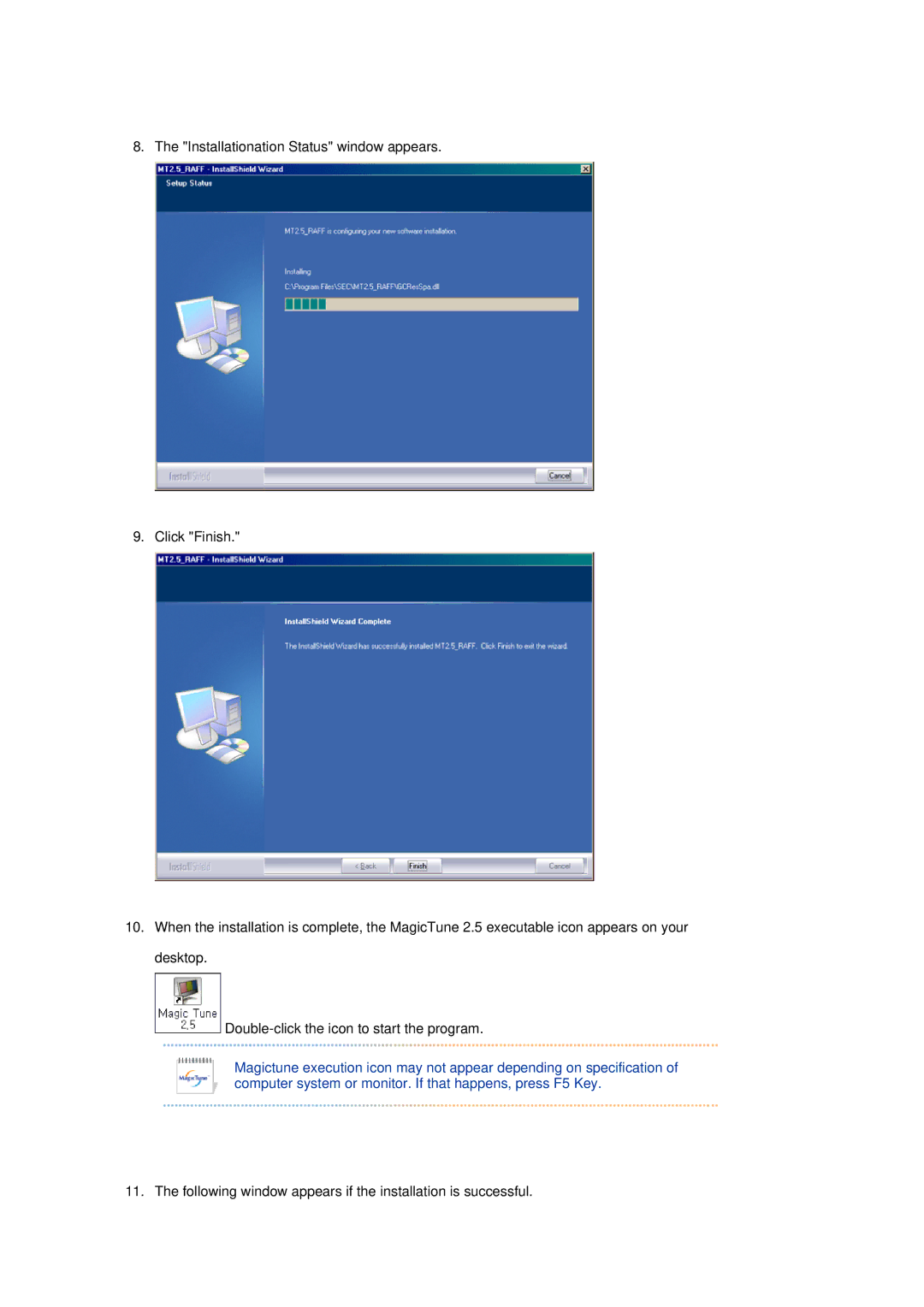 Samsung RL17ASUS/XSJ, RL19PSUSV/XSJ, RL19PSUSQ/EDC, RL17ASUS/EDC Following window appears if the installation is successful 