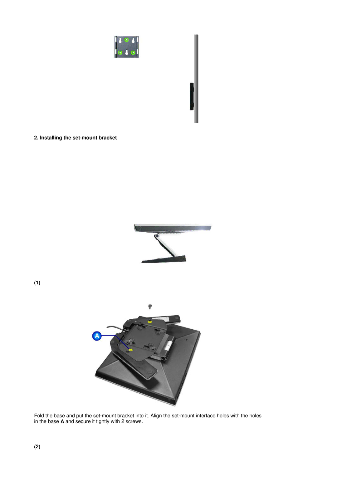 Samsung RL19PSQSQ/EDC, RL17ASUS/XSJ, RL19PSUSV/XSJ, RL19PSUSQ/EDC, RL17ASUS/EDC, RL17ASQS/EDC Installing the set-mount bracket 