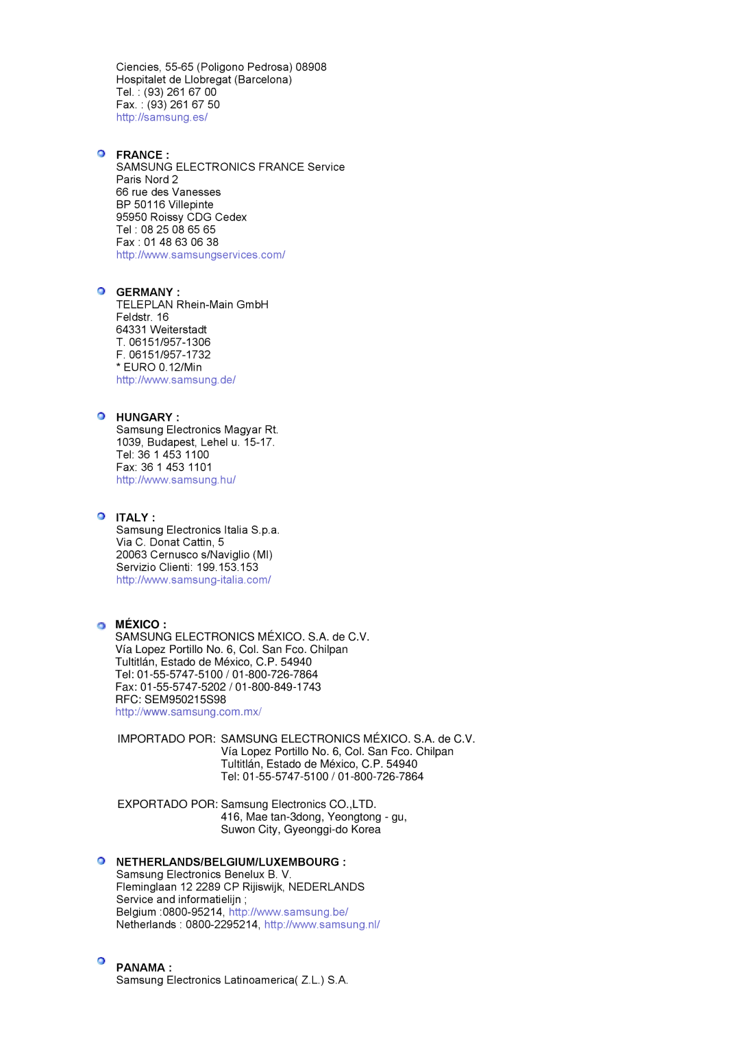 Samsung RL19PSQSQ/VNT, RL17ASUS/XSJ, RL19PSUSV/XSJ, RL19PSUSQ/EDC, RL17ASUS/EDC, RL17ASQS/EDC, RL19PSQSQ/EDC manual Germany 