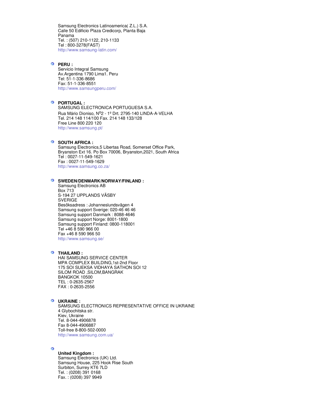 Samsung RL17ESQSB/EDC manual Portugal, United Kingdom 