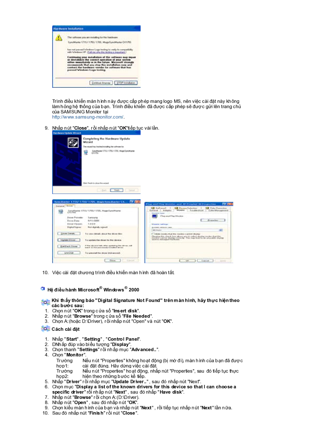 Samsung RL17PSQSQ/VNT, RL19PSQSQ/VNT manual Cách cài ÿһt Nhҩp Start , Setting , Control Panel 