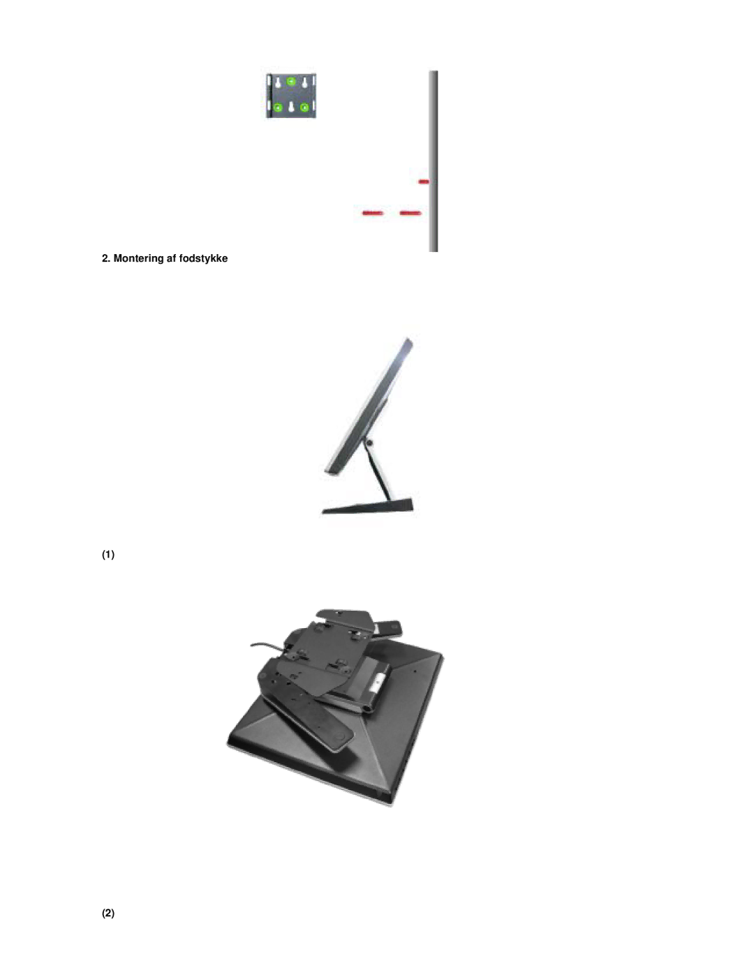 Samsung RL17PSUSQ/EDC, RL19PSUSQ/EDC, RL17ESQSB/EDC, RL17ESUSB/EDC manual Montering af fodstykke 