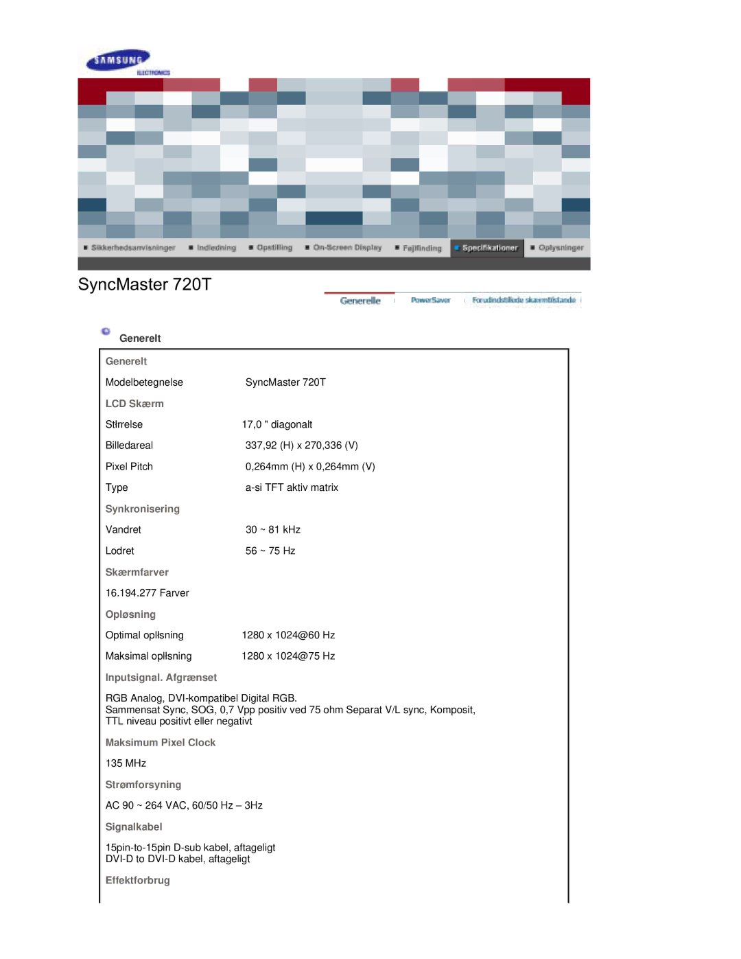 Samsung RL17ESQSB/EDC, RL17PSUSQ/EDC, RL19PSUSQ/EDC, RL17ESUSB/EDC manual SyncMaster 720T 