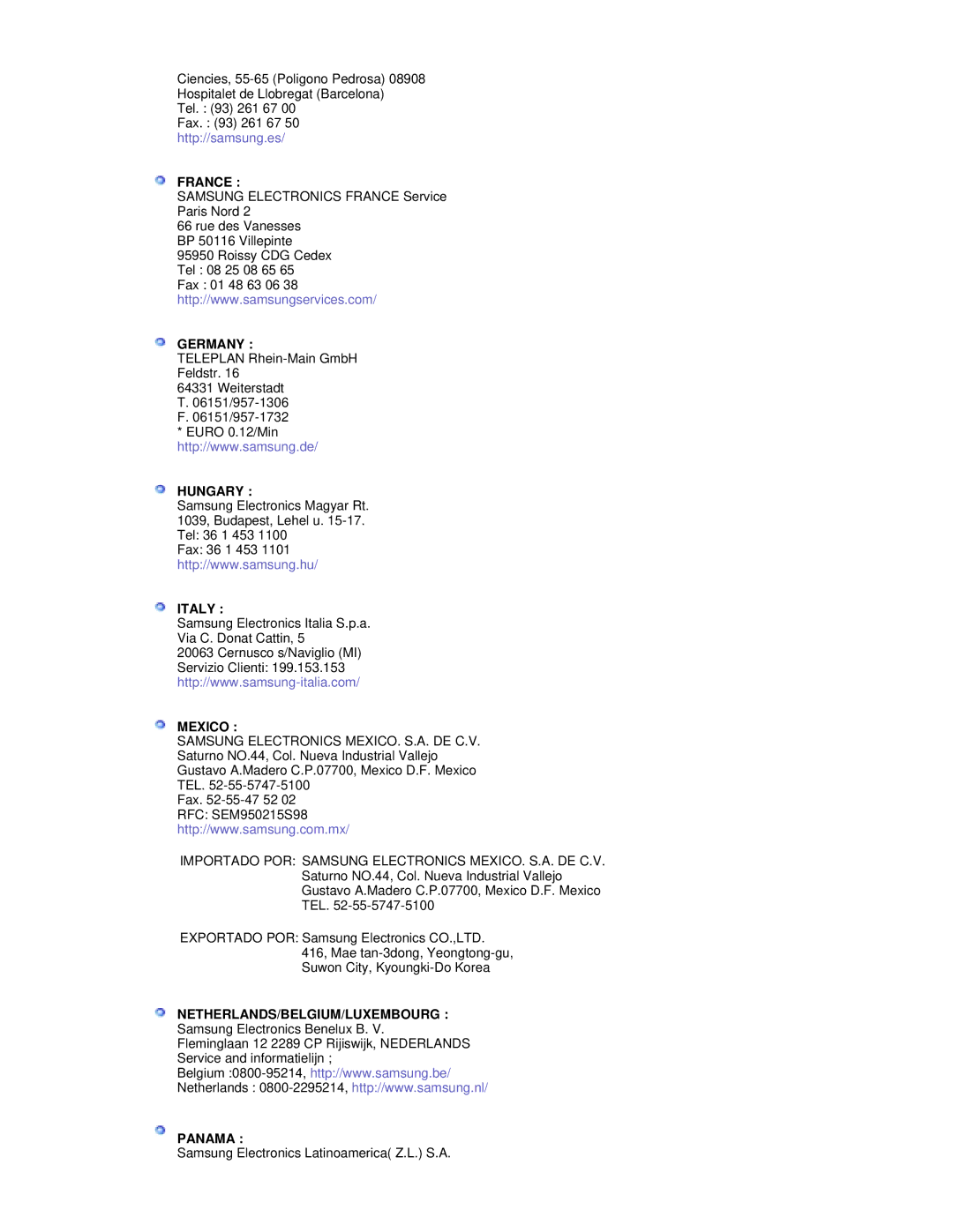 Samsung RL19PSUSQ/EDC, RL17PSUSQ/EDC, RL17ESQSB/EDC, RL17ESUSB/EDC manual Germany 