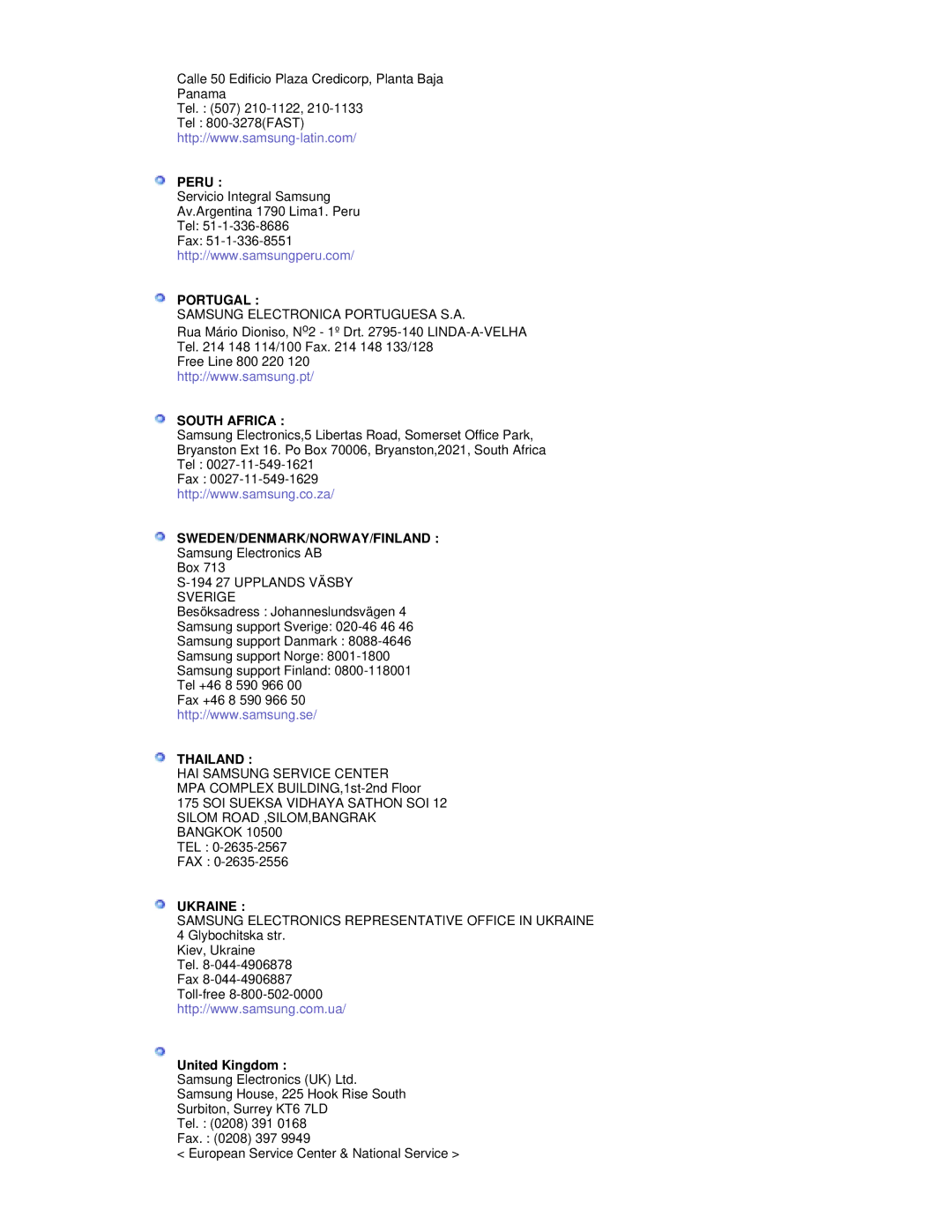 Samsung RL17ESQSB/EDC, RL17PSUSQ/EDC, RL19PSUSQ/EDC, RL17ESUSB/EDC manual Portugal, United Kingdom 