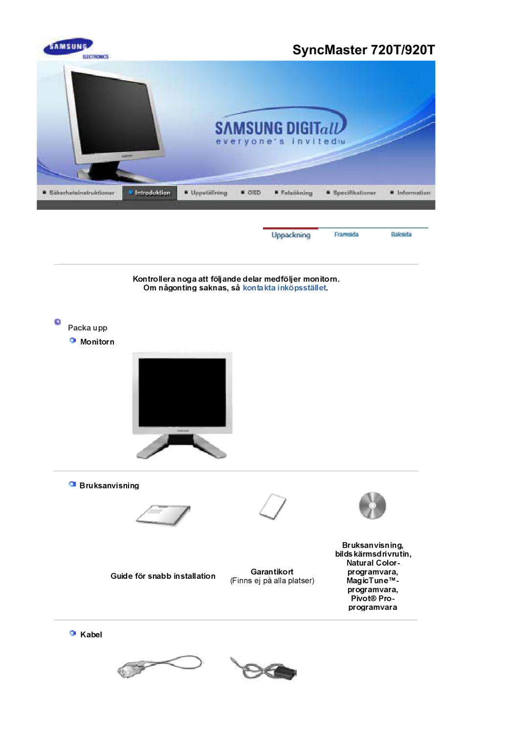 Samsung RL19PSUSQ/EDC, RL17PSUSQ/EDC, RL17ESQSB/EDC, RL17ESUSB/EDC manual SyncMaster 720T/920T 