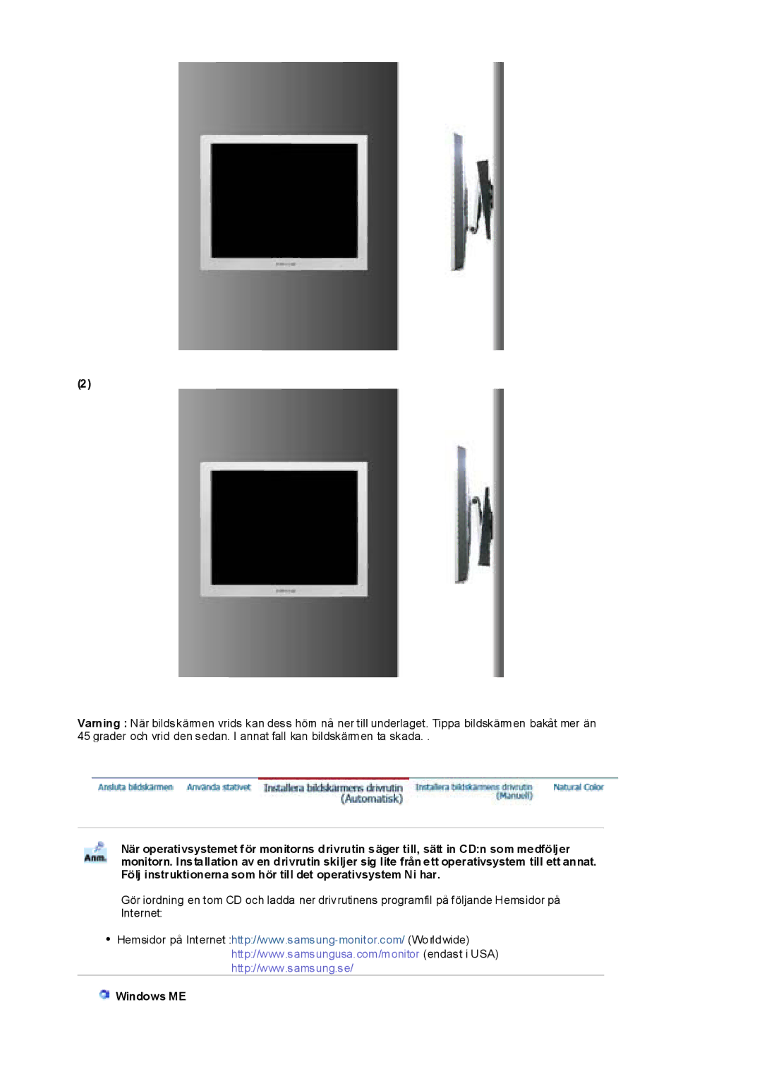 Samsung RL19PSUSQ/EDC, RL17PSUSQ/EDC, RL17ESQSB/EDC, RL17ESUSB/EDC manual Windows ME 