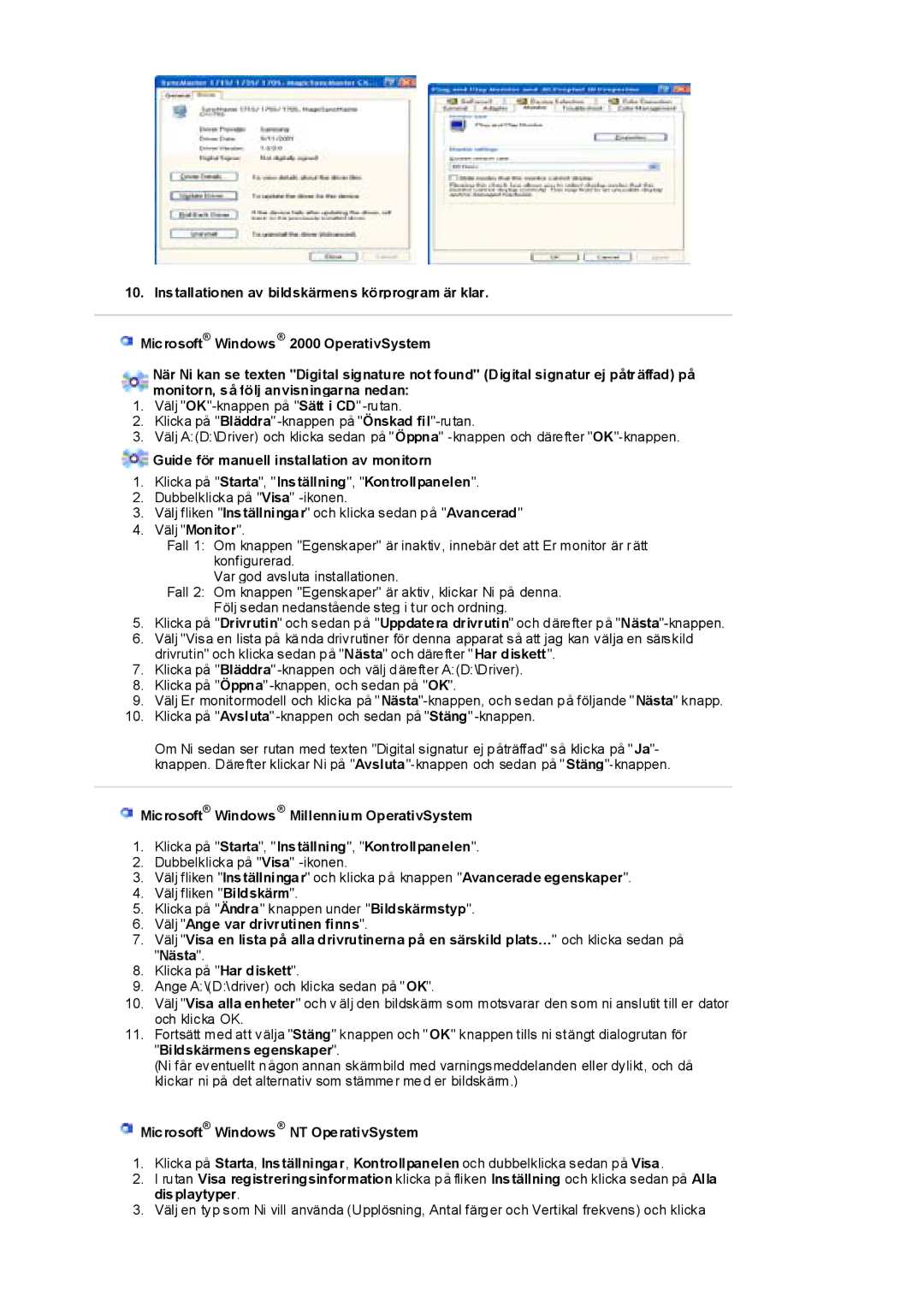 Samsung RL17ESQSB/EDC, RL17PSUSQ/EDC, RL19PSUSQ/EDC, RL17ESUSB/EDC manual Microsoft Windows NT OperativSystem 