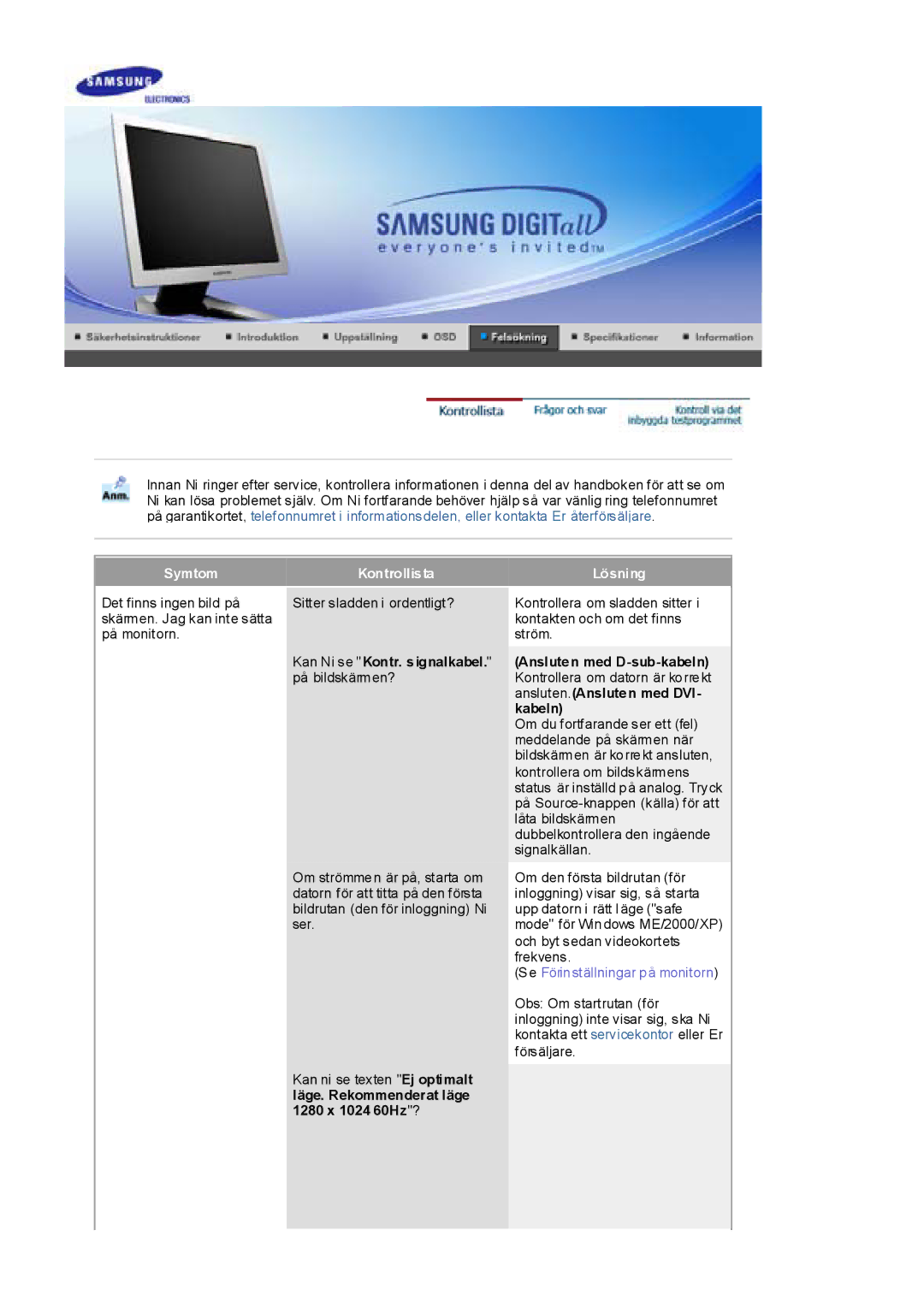 Samsung RL17ESQSB/EDC, RL17PSUSQ/EDC, RL19PSUSQ/EDC, RL17ESUSB/EDC manual Symtom 