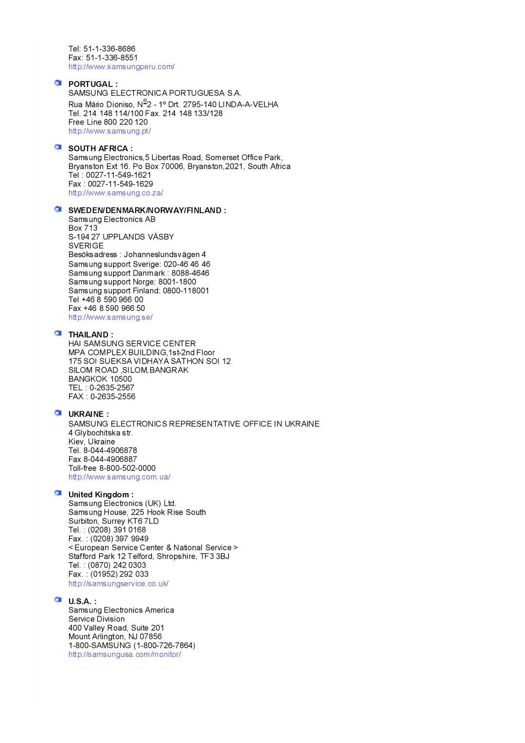 Samsung RL17ESQSB/EDC, RL17PSUSQ/EDC, RL19PSUSQ/EDC, RL17ESUSB/EDC manual Portugal, United Kingdom 