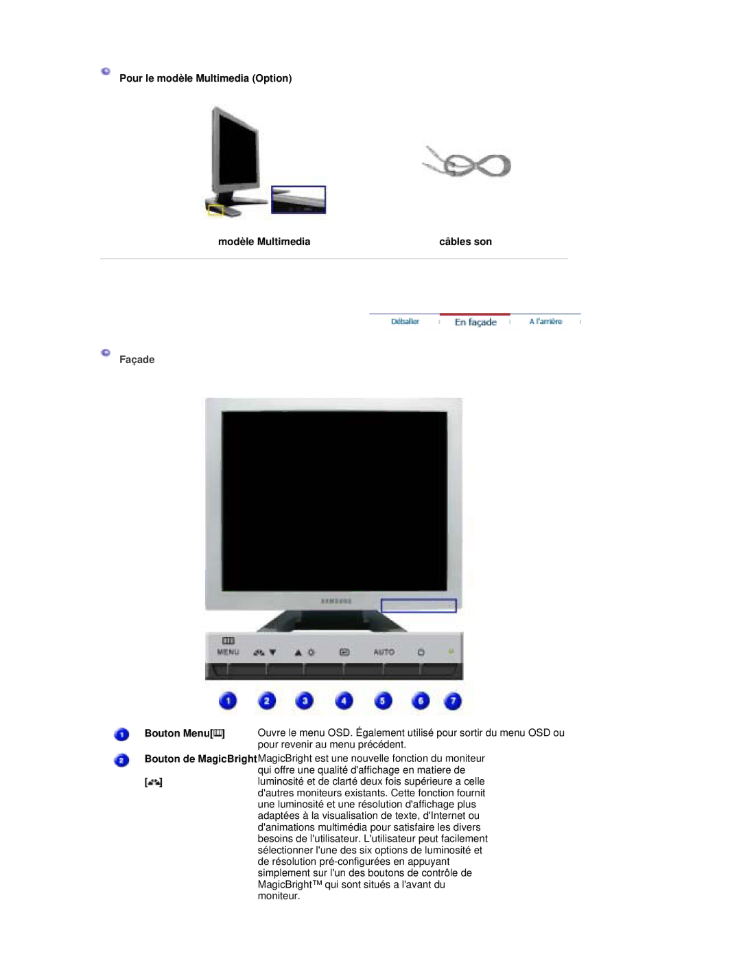 Samsung RL19PSQSQ/EDC, RL17PSUSQ/EDC, RL19PSUSQ/EDC, RL17PSQSQ/EDC, RL17ESQSB/EDC, RL17ESUSB/EDC manual Façade 