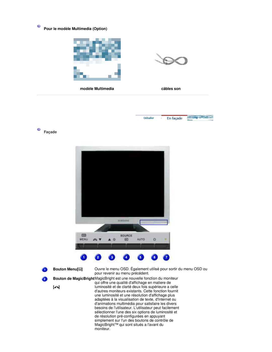 Samsung RL17ESQSB/EDC, RL17PSUSQ/EDC, RL19PSUSQ/EDC, RL17PSQSQ/EDC, RL19PSQSQ/EDC, RL17ESUSB/EDC manual Façade 