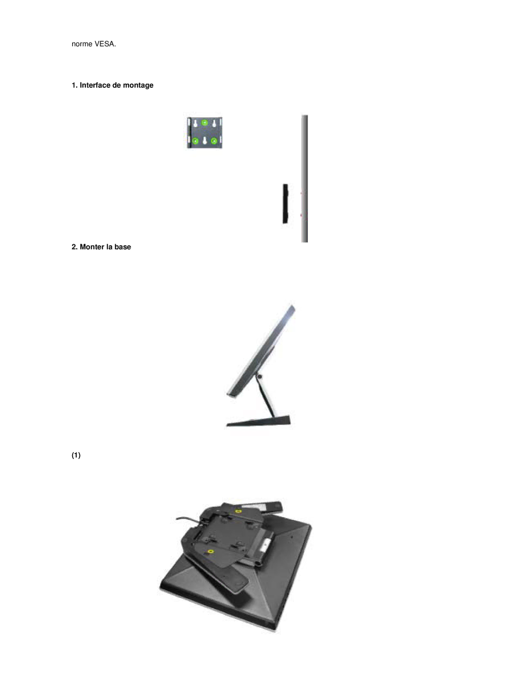 Samsung RL17ESQSB/EDC, RL17PSUSQ/EDC, RL19PSUSQ/EDC, RL17PSQSQ/EDC, RL19PSQSQ/EDC manual Interface de montage Monter la base 