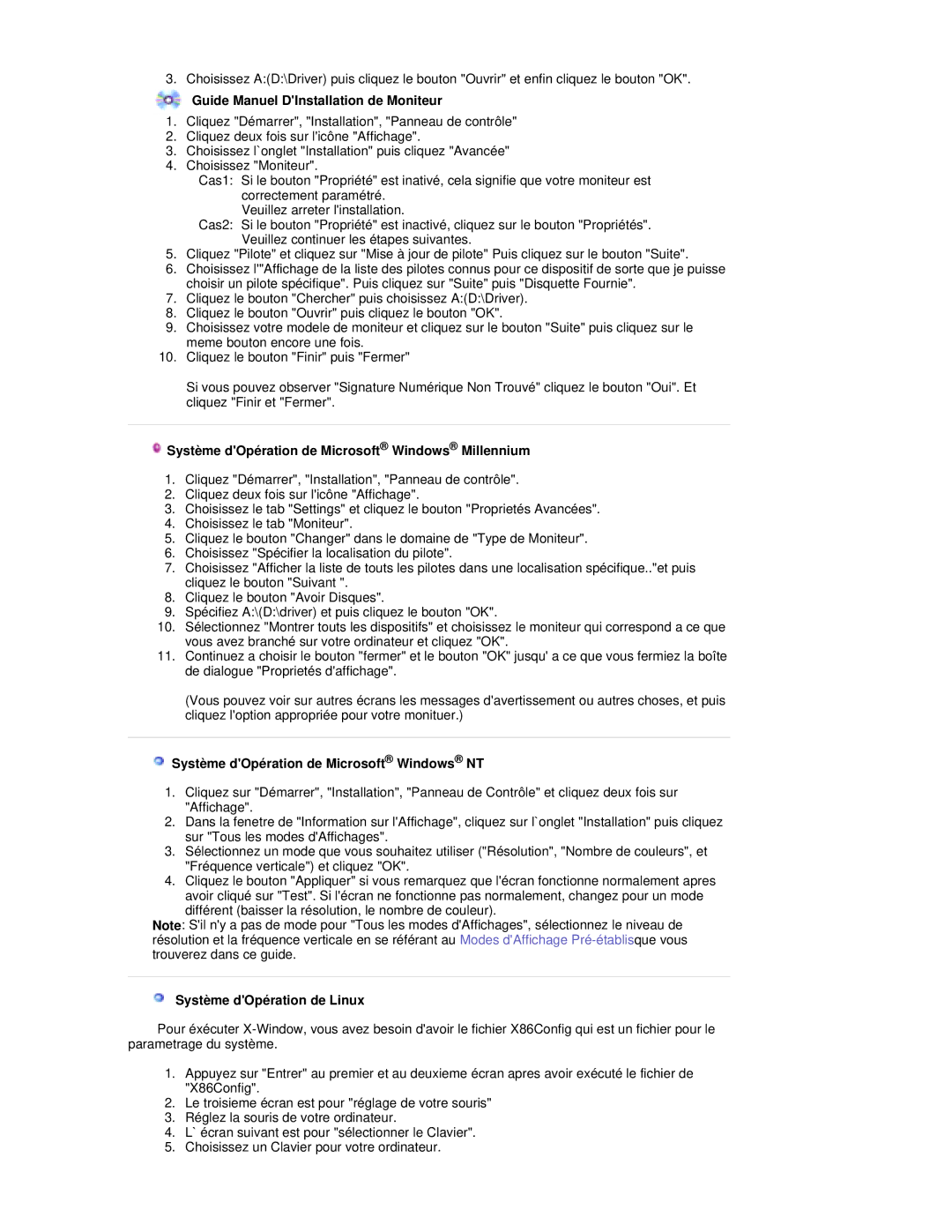 Samsung RL17ESQSB/EDC, RL17PSUSQ/EDC, RL19PSUSQ/EDC, RL17PSQSQ/EDC, RL19PSQSQ/EDC manual Guide Manuel DInstallation de Moniteur 