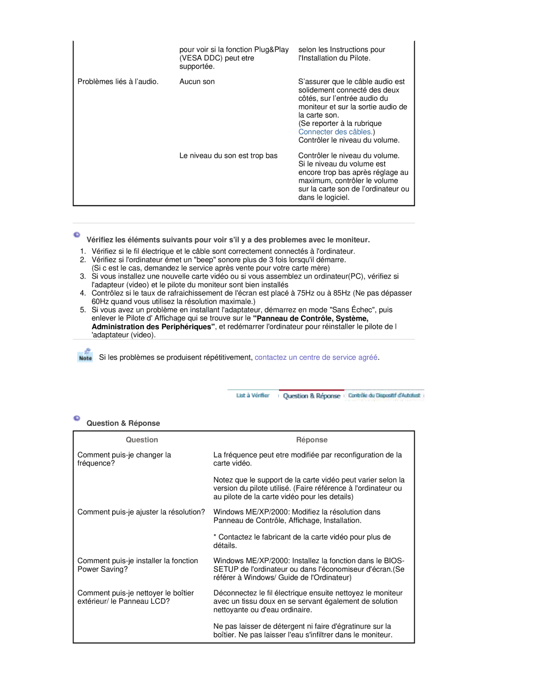 Samsung RL17PSQSQ/EDC, RL17PSUSQ/EDC, RL19PSUSQ/EDC, RL17ESQSB/EDC, RL19PSQSQ/EDC manual Question & Réponse, Question Réponse 