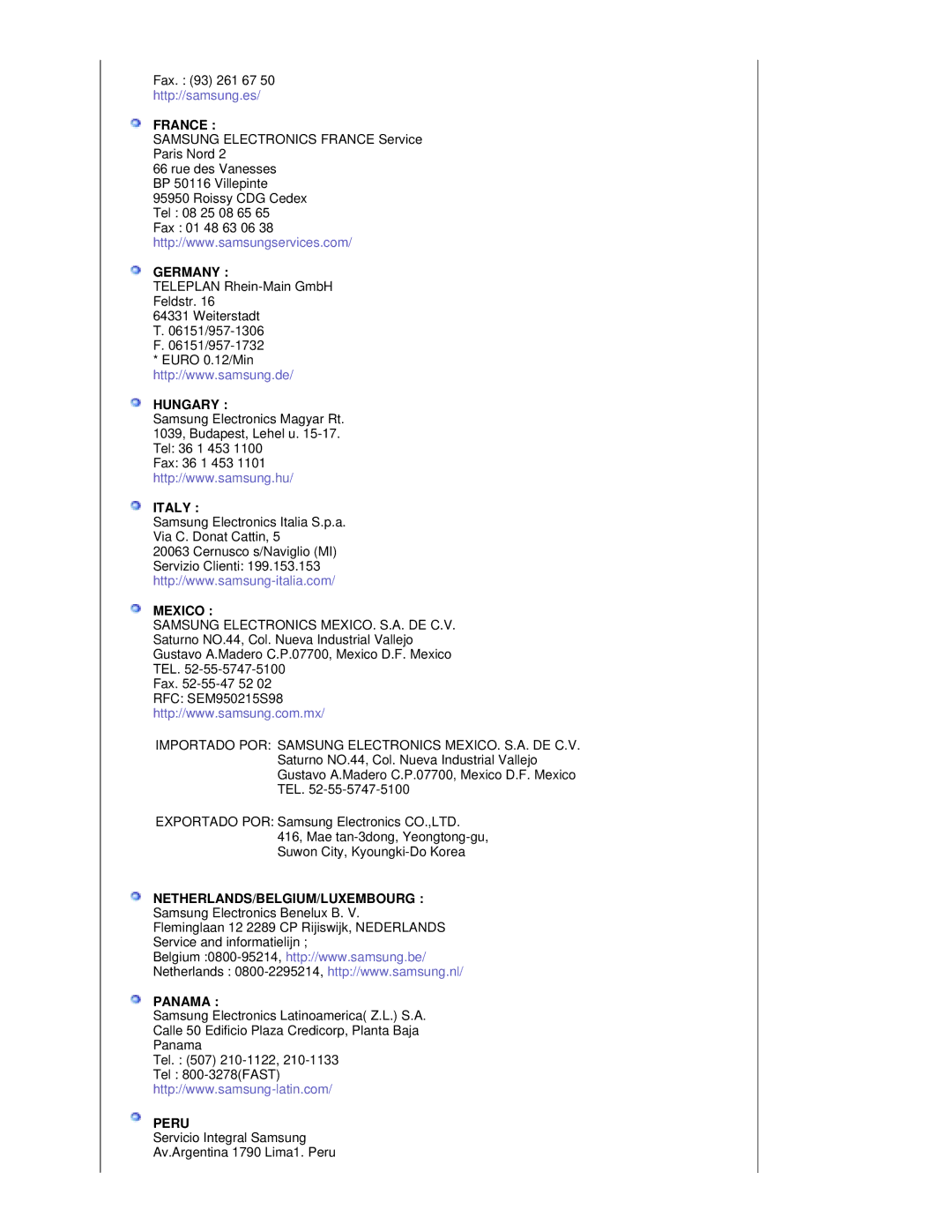 Samsung RL17PSQSQ/EDC, RL17PSUSQ/EDC, RL19PSUSQ/EDC, RL17ESQSB/EDC, RL19PSQSQ/EDC, RL17ESUSB/EDC manual Germany 