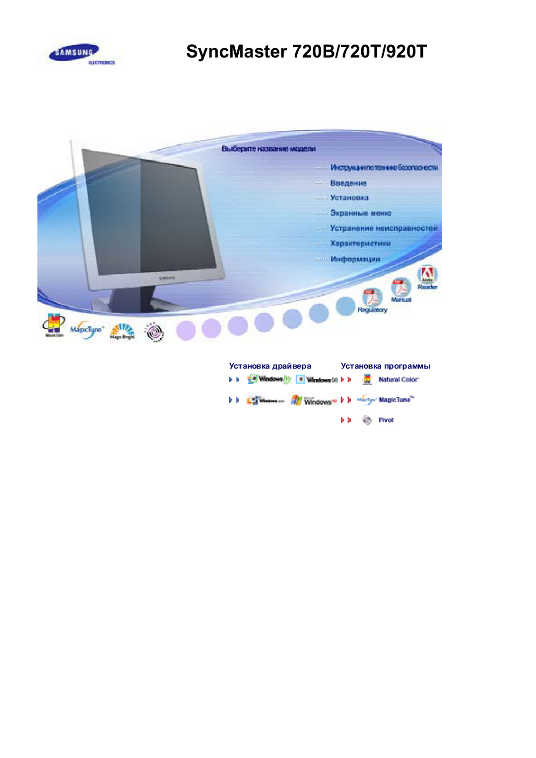 Samsung RL17ASUS/EDC, RL19PSUSQ/EDC, RL17ASQS/EDC manual SyncMaster 720B/720T/920T/721B 