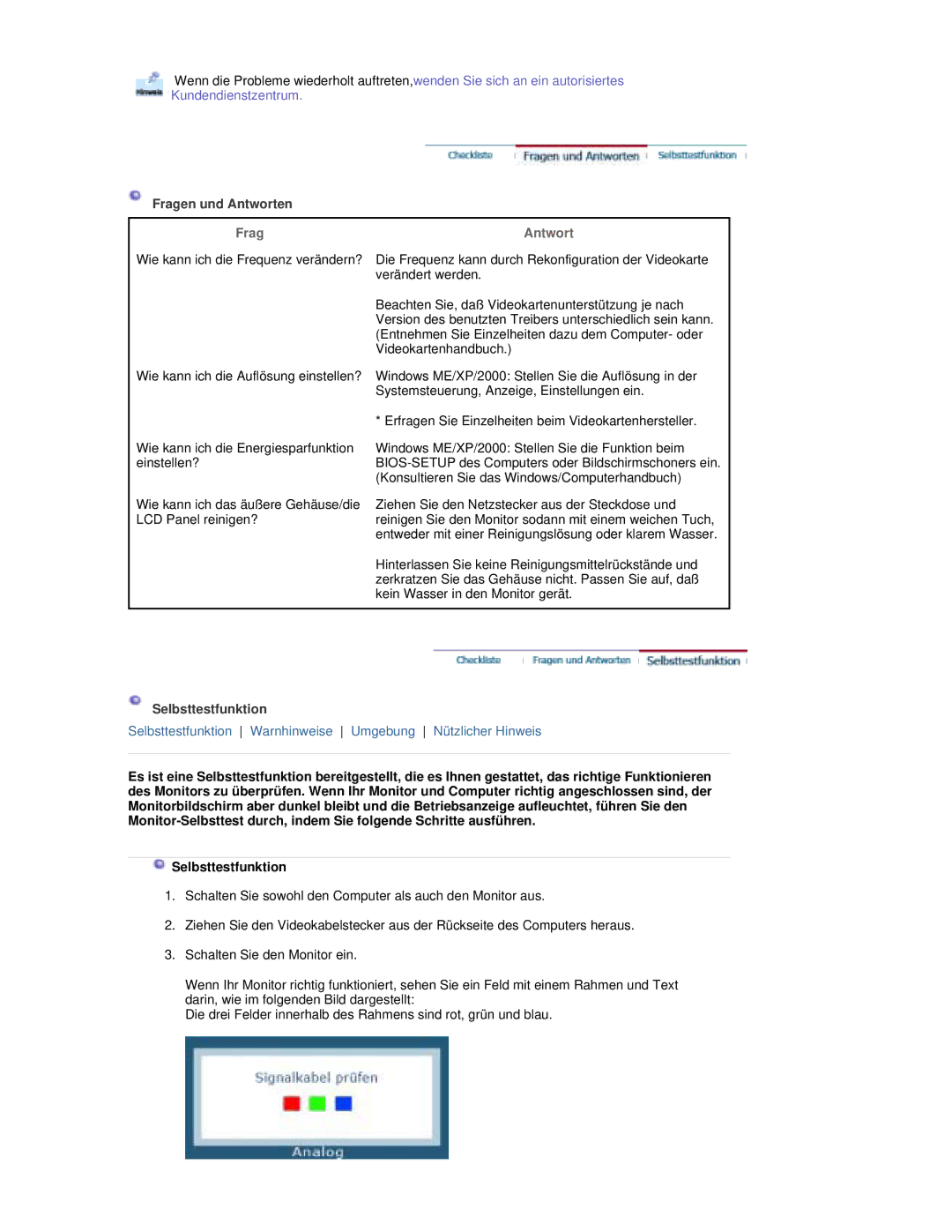 Samsung RL19PSQSQ/EDC, RL17PSUSQ/EDC, RL19PSUSQ/EDC, RL17PSQSQ/EDC manual Antwort 