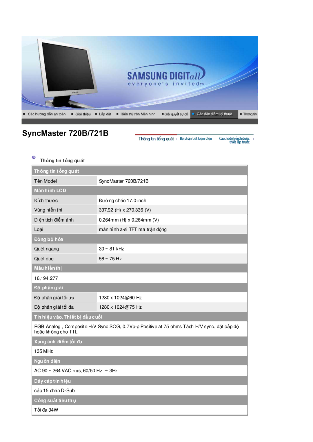 Samsung RL19PSQSQ/VNT manual Thông tin tәng qu át, Màn hình LCD 