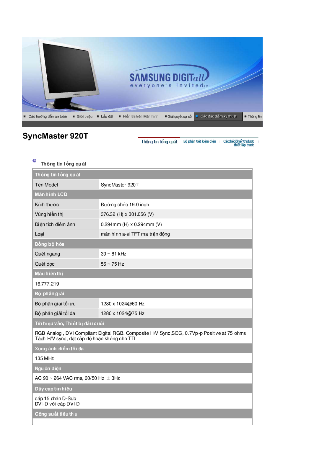 Samsung RL19PSQSQ/VNT manual SyncMaster 920T 