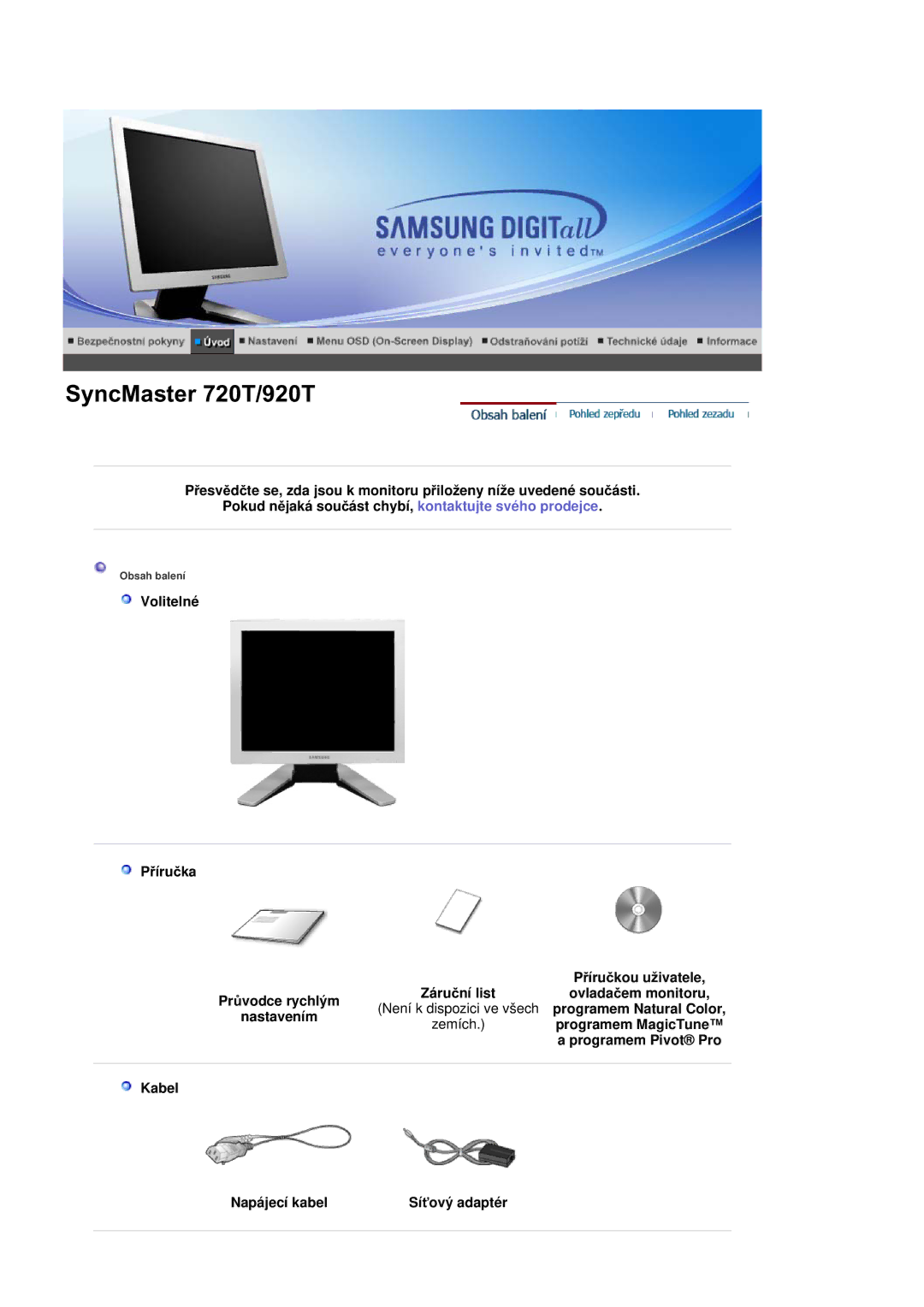 Samsung RL17ASQS/EDC, RL19PSUSQ/EDC, RL19PSQSQ/EDC manual SyncMaster 720T/920T 