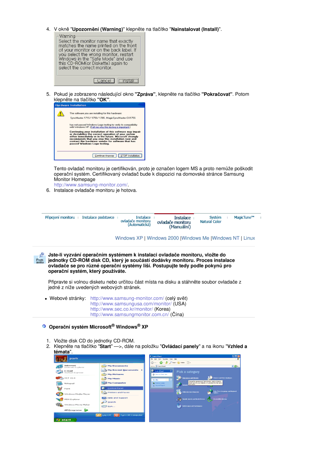 Samsung RL19PSQSQ/EDC, RL19PSUSQ/EDC, RL17ASQS/EDC manual Operaþní systém Microsoft Windows XP 