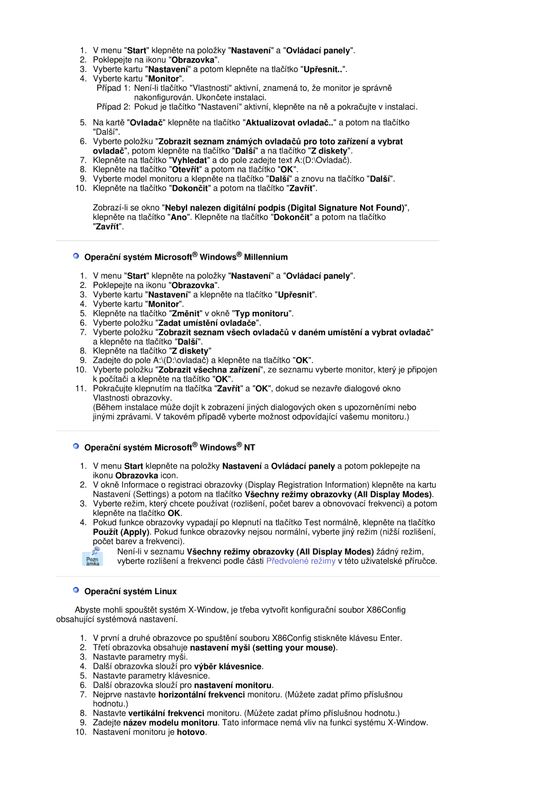 Samsung RL19PSQSQ/EDC, RL19PSUSQ/EDC, RL17ASQS/EDC manual Operaþní systém Microsoft Windows NT 