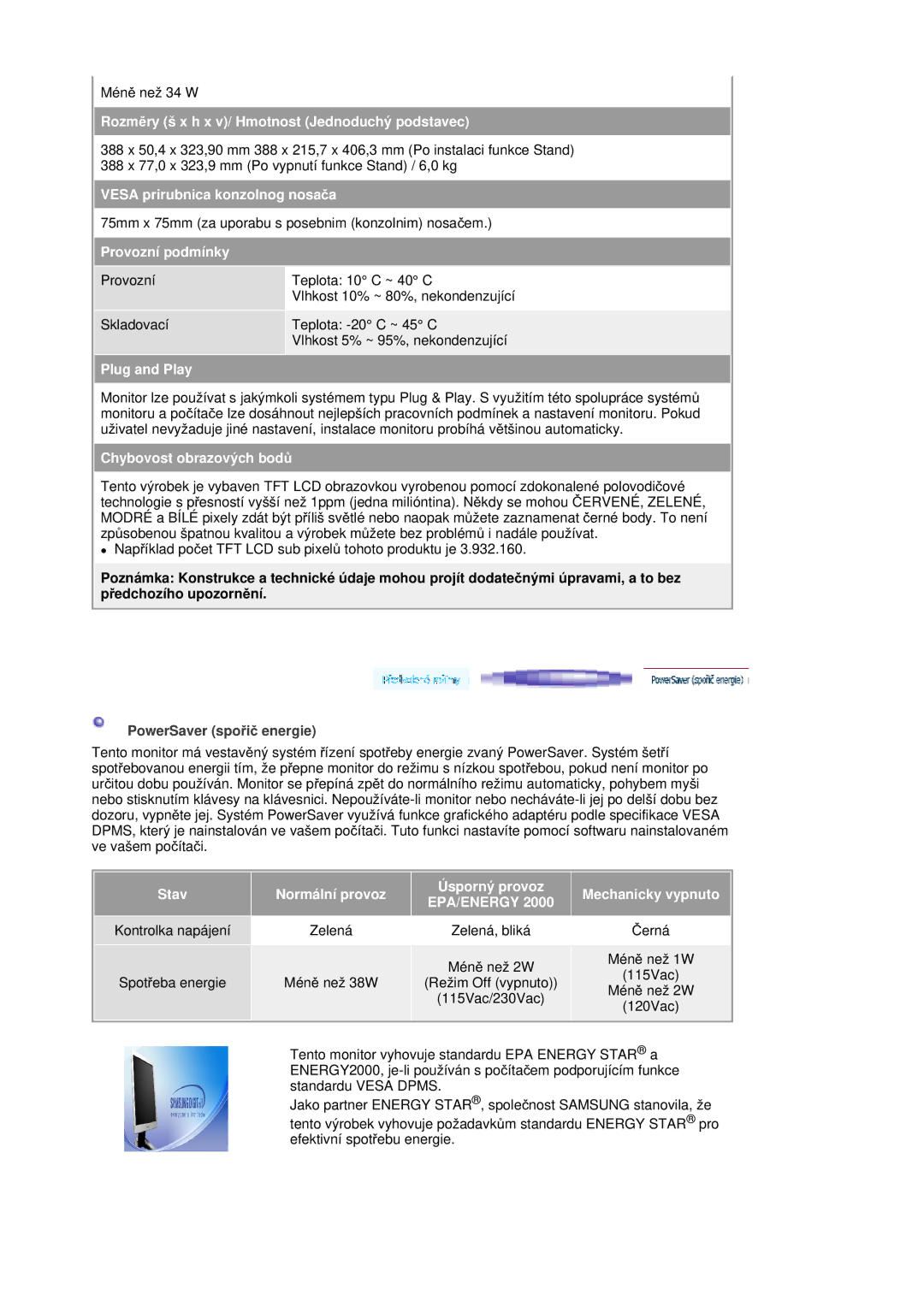 Samsung RL19PSUSQ/EDC, RL17ASQS/EDC, RL19PSQSQ/EDC manual MénČ než 2W MénČ než 1W 