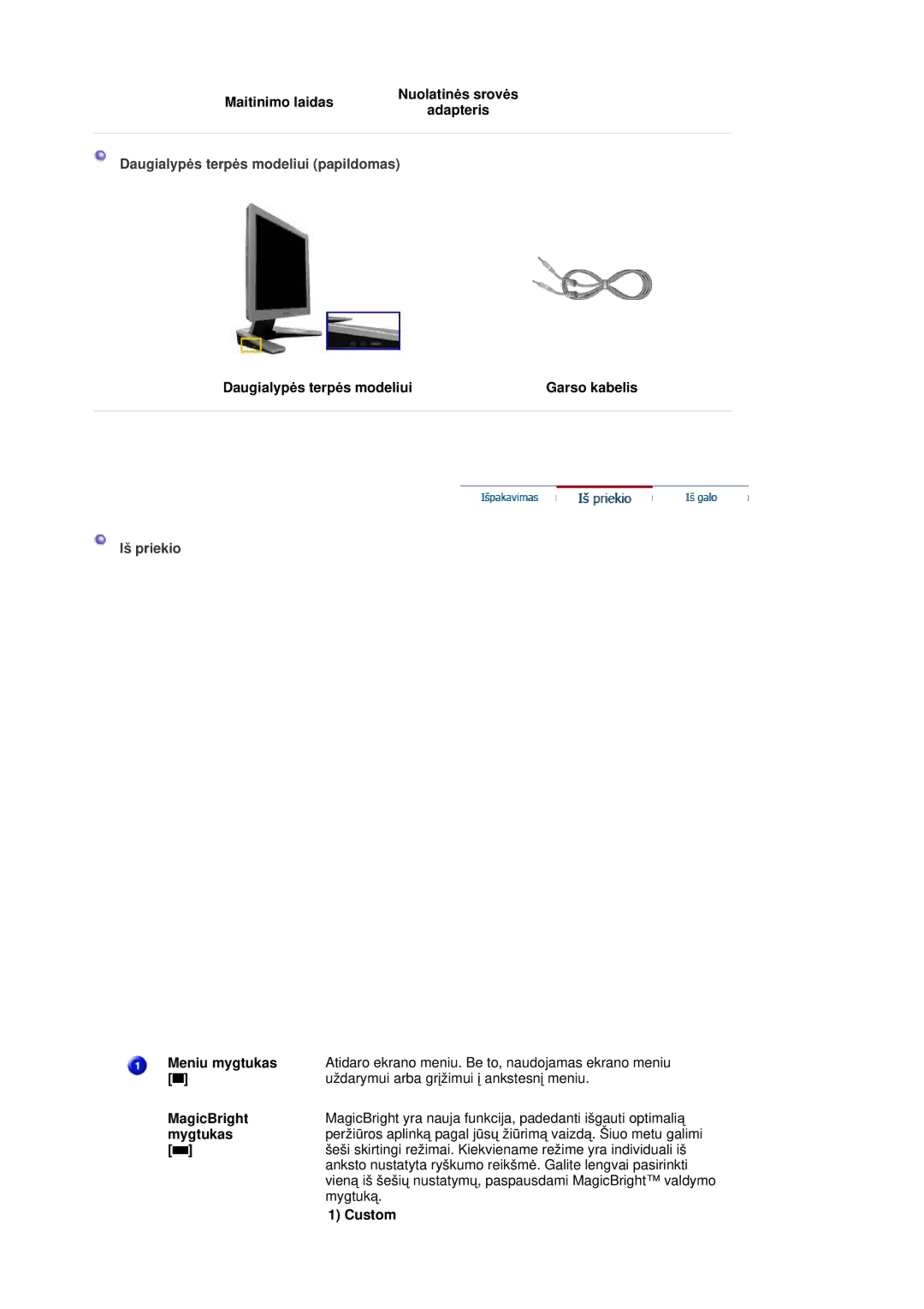 Samsung RL17ASQS/EDC, RL19PSUSQ/EDC, RL19PSQSQ/EDC manual Daugialypơs terpơs modeliui papildomas, Iš priekio 