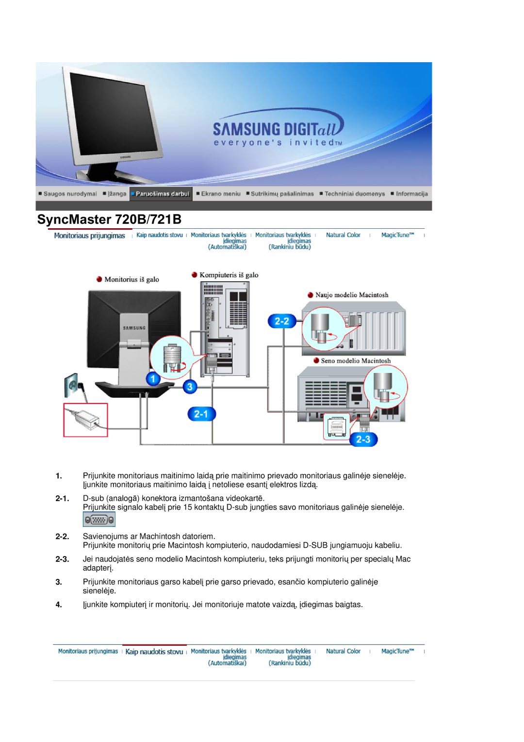 Samsung RL17ASQS/EDC, RL19PSUSQ/EDC, RL19PSQSQ/EDC manual SyncMaster 720B/721B 