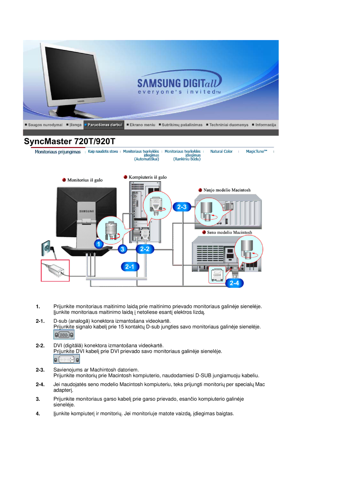 Samsung RL19PSQSQ/EDC, RL19PSUSQ/EDC, RL17ASQS/EDC manual SyncMaster 720T/920T 