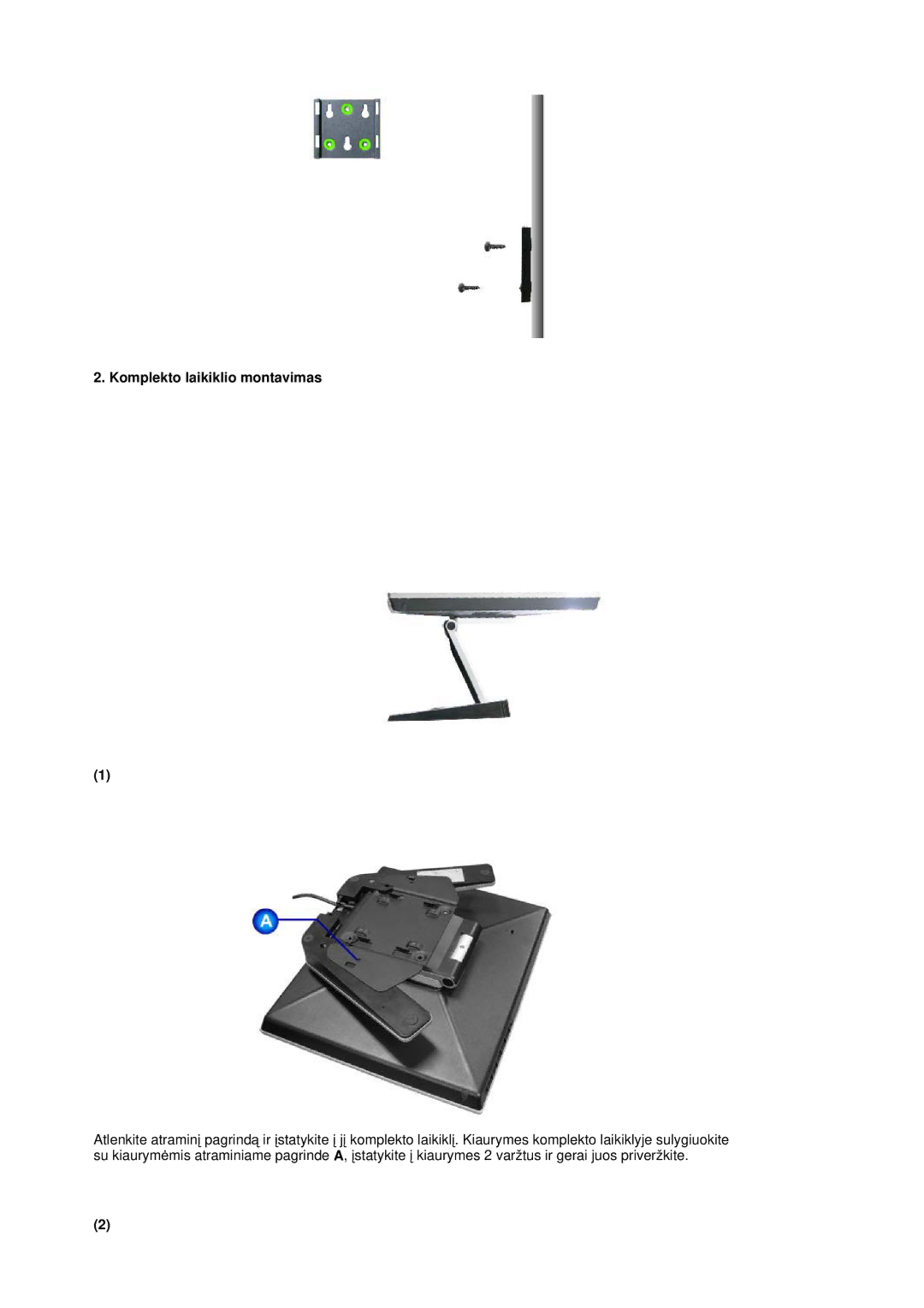 Samsung RL17ASQS/EDC, RL19PSUSQ/EDC, RL19PSQSQ/EDC manual Komplekto laikiklio montavimas 