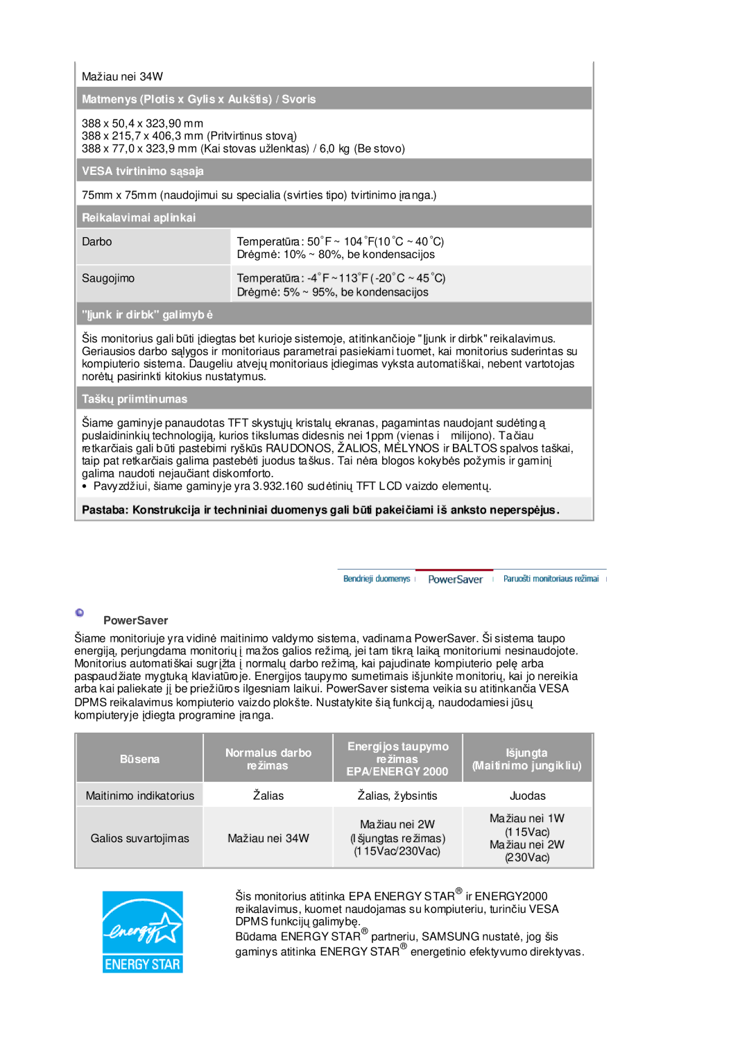 Samsung RL17ASQS/EDC, RL19PSUSQ/EDC, RL19PSQSQ/EDC manual Epa/Energy 